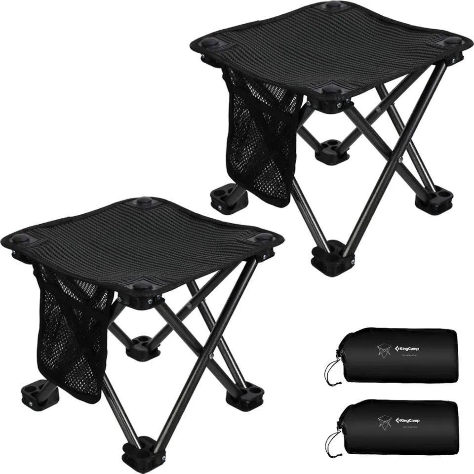 kingcamp-maza-portable-folding-camping-stool-with-side-pocket-and-carry-bag image 1