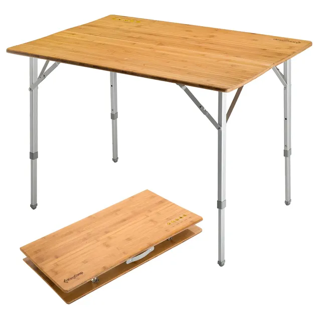 kingcamp-4-person-bamboo-adjustable-camping-table-39x28 image 1