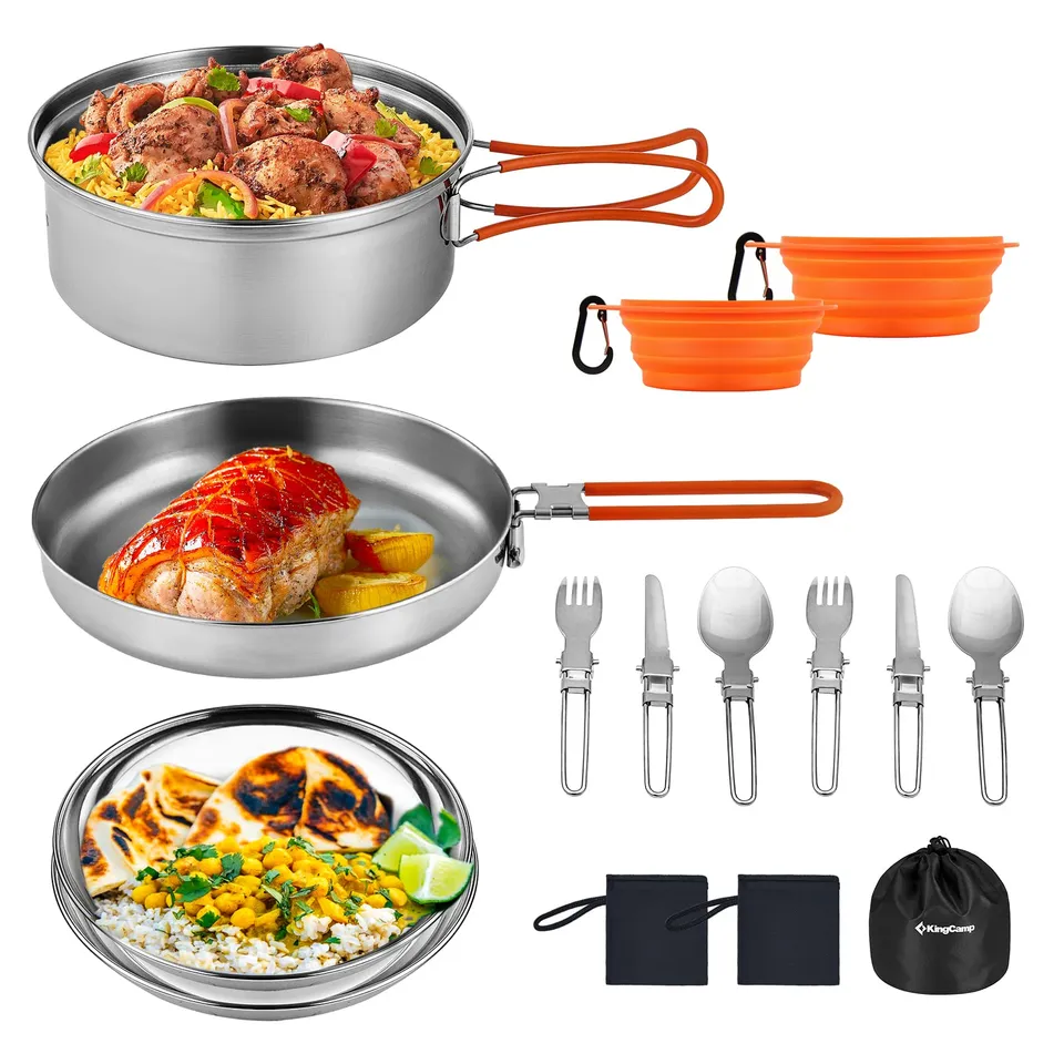 kingcamp-adventurer-stainless-steel-2-3-person-cookware-mess-kit image 1