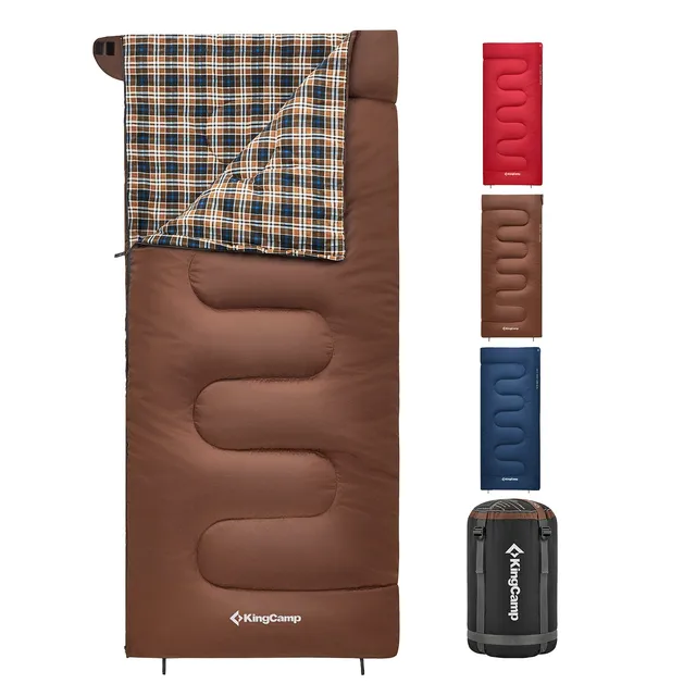 kingcamp-cotton-flannel-3-season-sleeping-bag-breathable-and-warm-for-mild-weath image 1