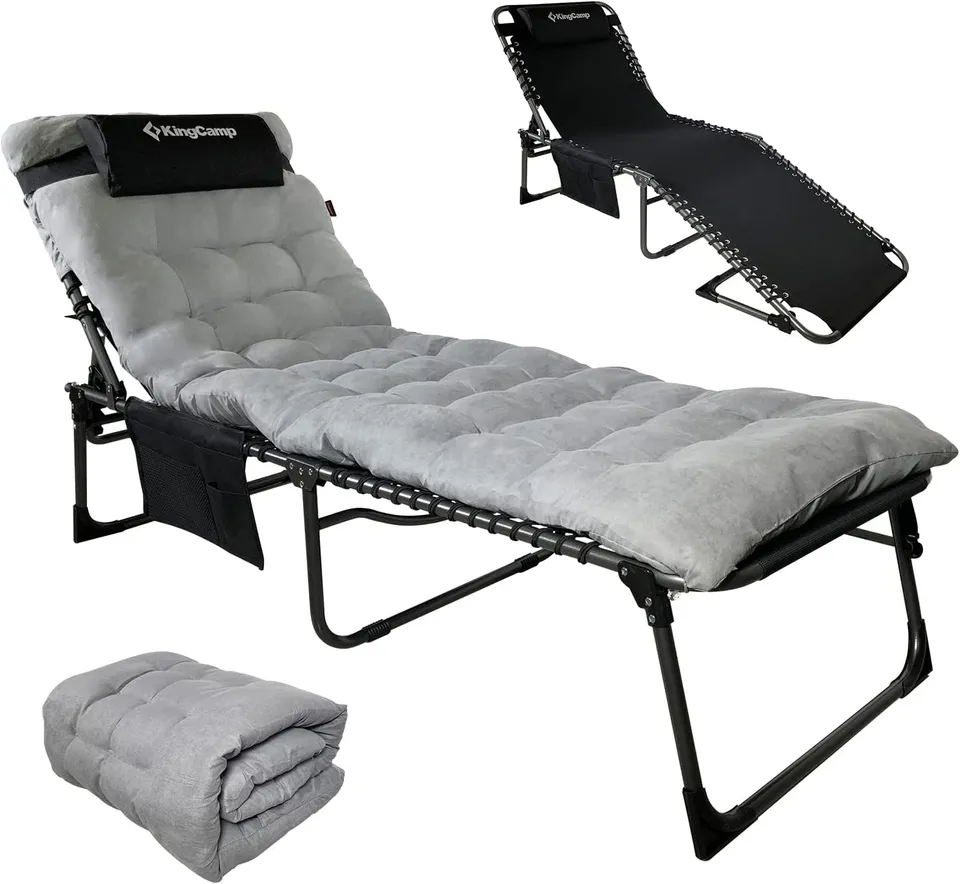 kingcamp-folding-chaise-lounge-chairs-with-mat-4-position-reclining image 1