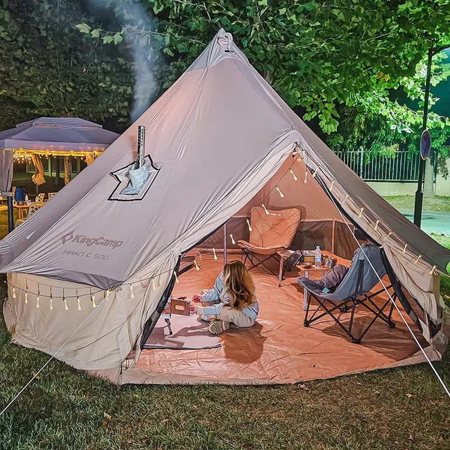 kingcamp-khan-4-season-canvas-bell-tent-with-surefire-stove-bundle image 1