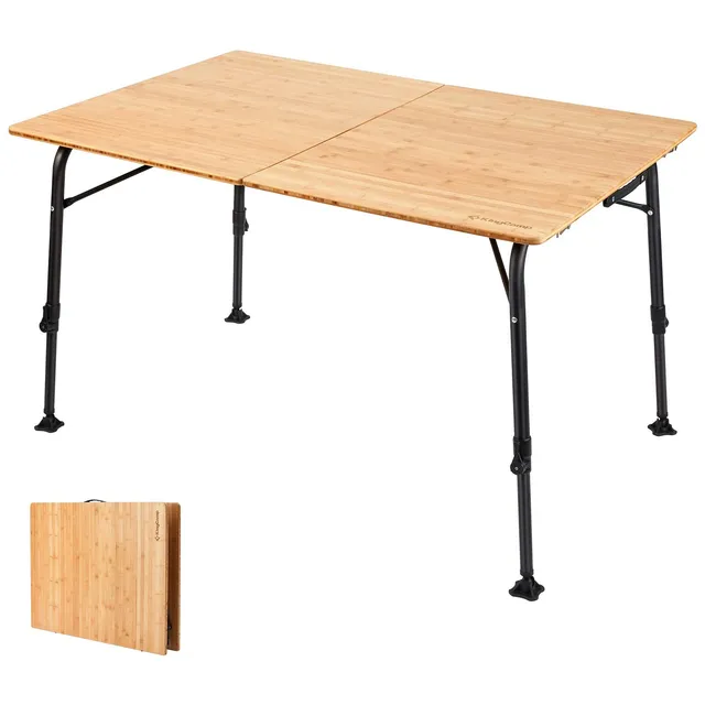 kingcamp-bamboo-4-6-people-folding-table-with-adjustable-height image 1