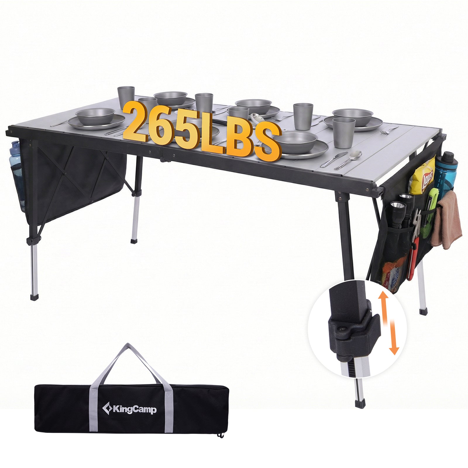 kingcamp-granite-adjustable-aluminum-camping-table-55x27-inches image 5