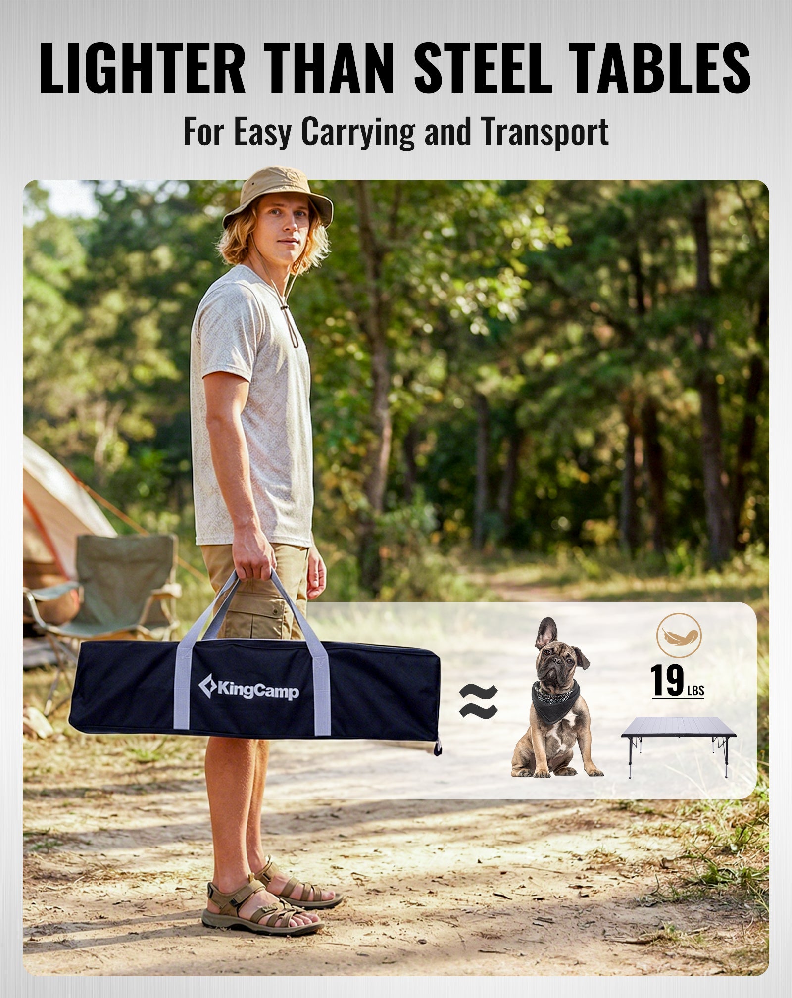kingcamp-granite-adjustable-aluminum-camping-table-55x27-inches image 2
