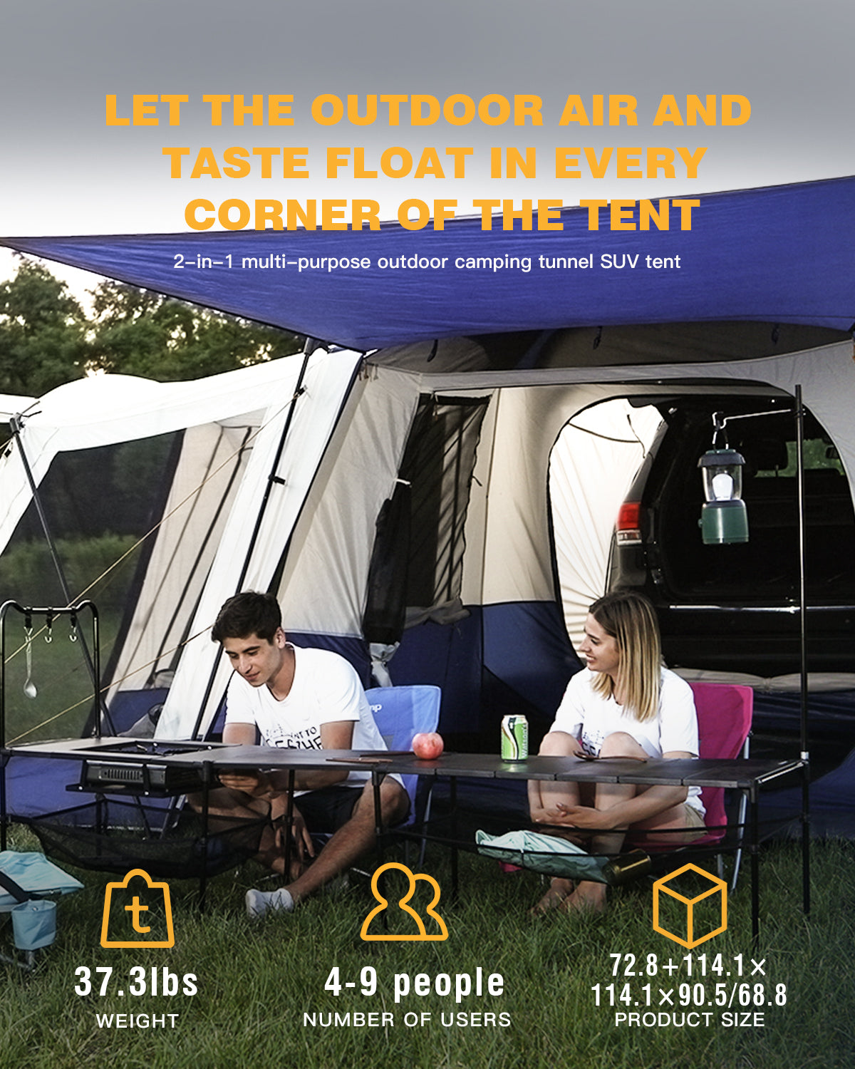 kingcamp-melfi-plus-camping-square-3-season-suv-tent-with-screen-room image 4