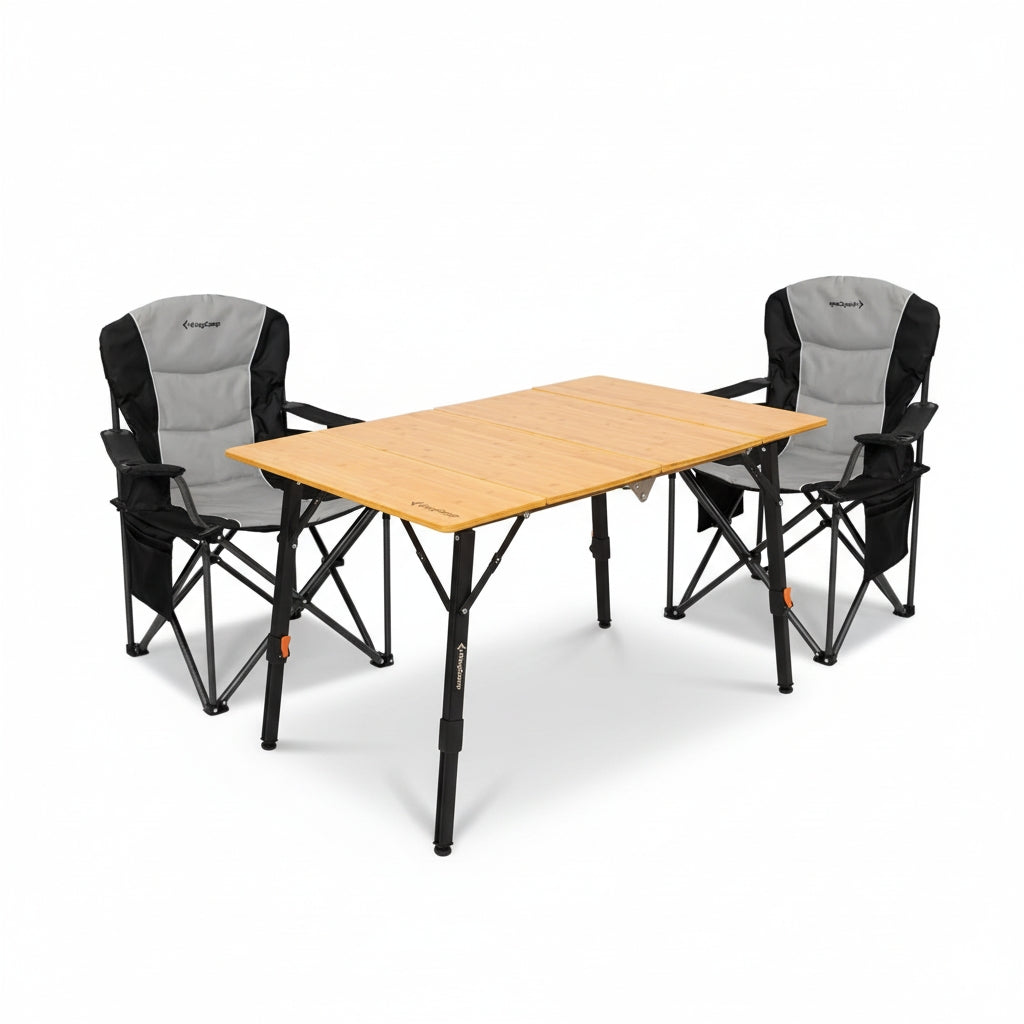 kingcamp-bamboo-folding-table-and-juniper-c10-chair-bundle image 1