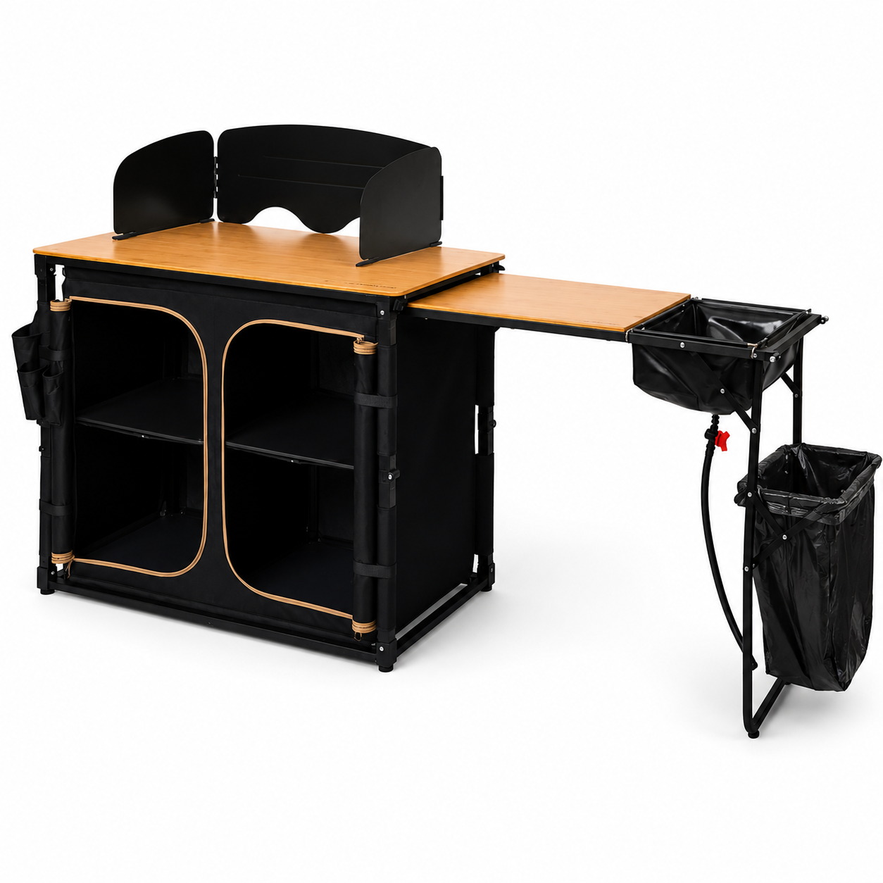 kingcamp-bamboo-plus-folding-camping-kitchen-table-with-sink-outdoor-prep-statio image 3