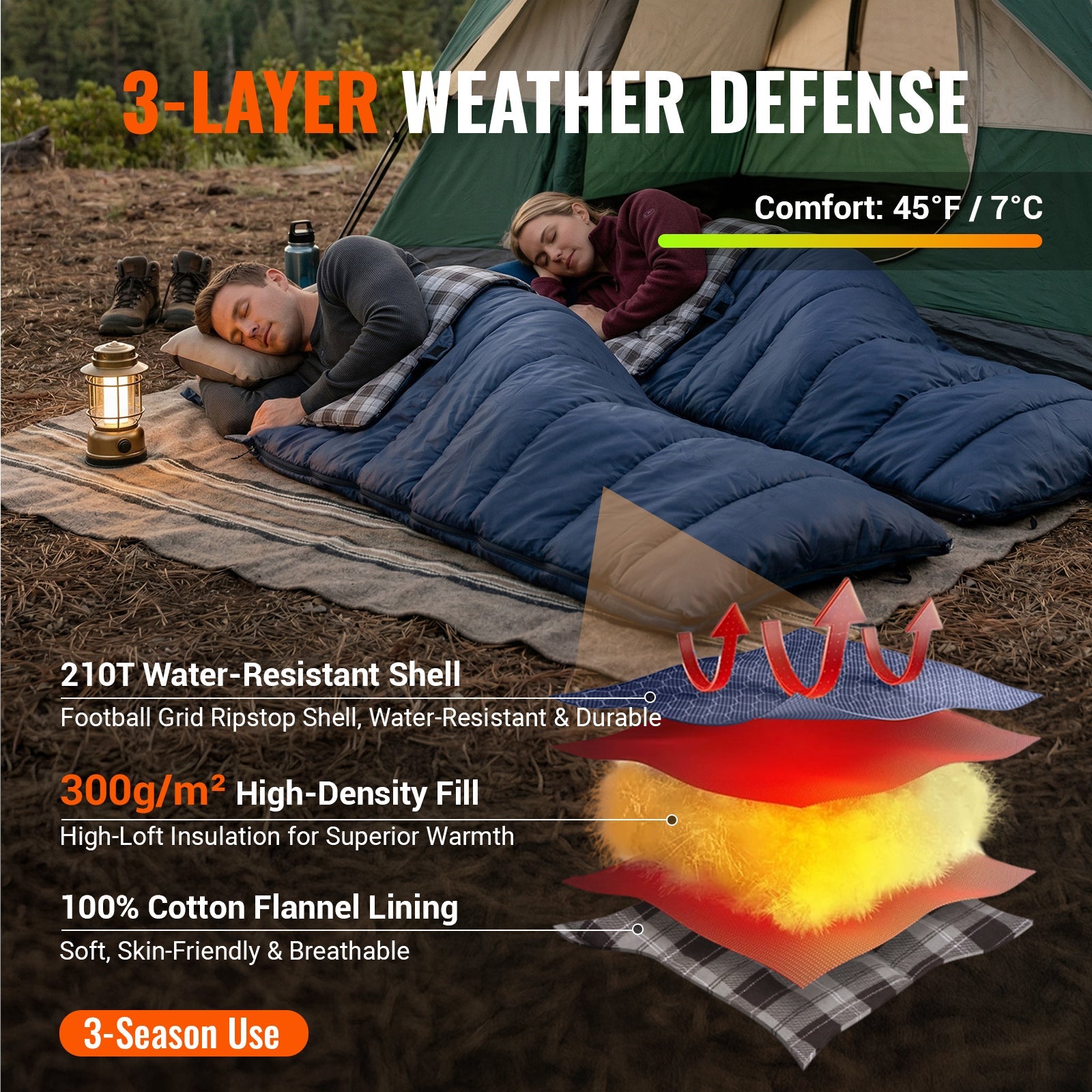 kingcamp-snowflake-300-flannel-double-sleeping-bag image 2