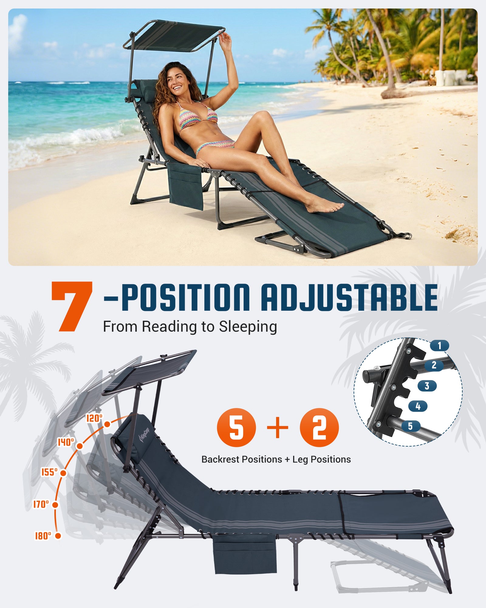kingcamp-magnolia-b30-backpack-chaise-lounge-with-adjustable-canopy-and-face-hol image 7