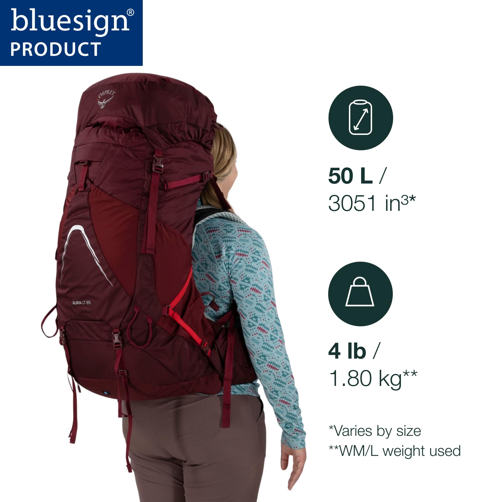 osprey-aura-ag-lt-50l-women-s-backpacking-backpack-black-wm-l image 2