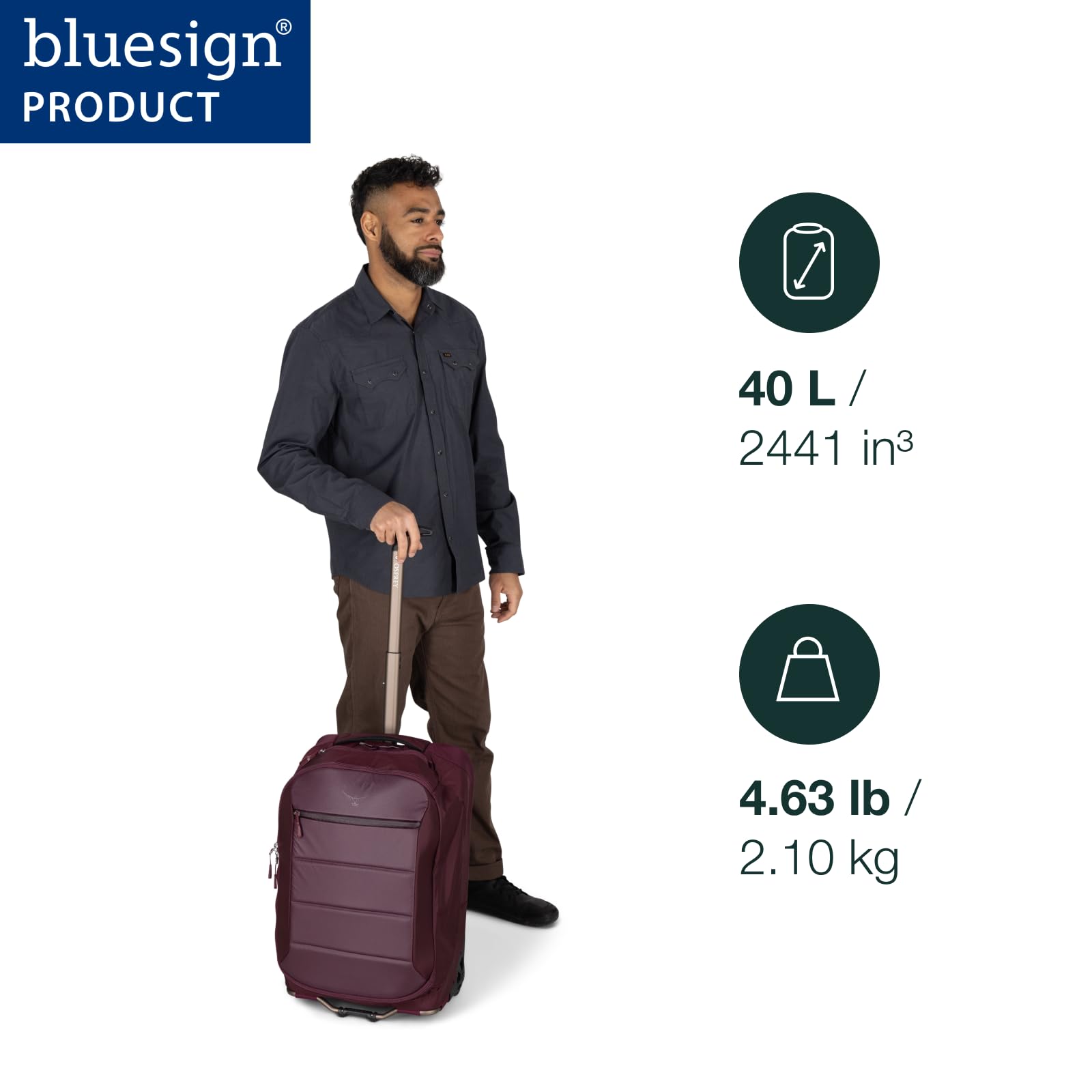 osprey-ozone-2-wheel-carry-on-lightweight-rolling-luggage-40l-black image 2