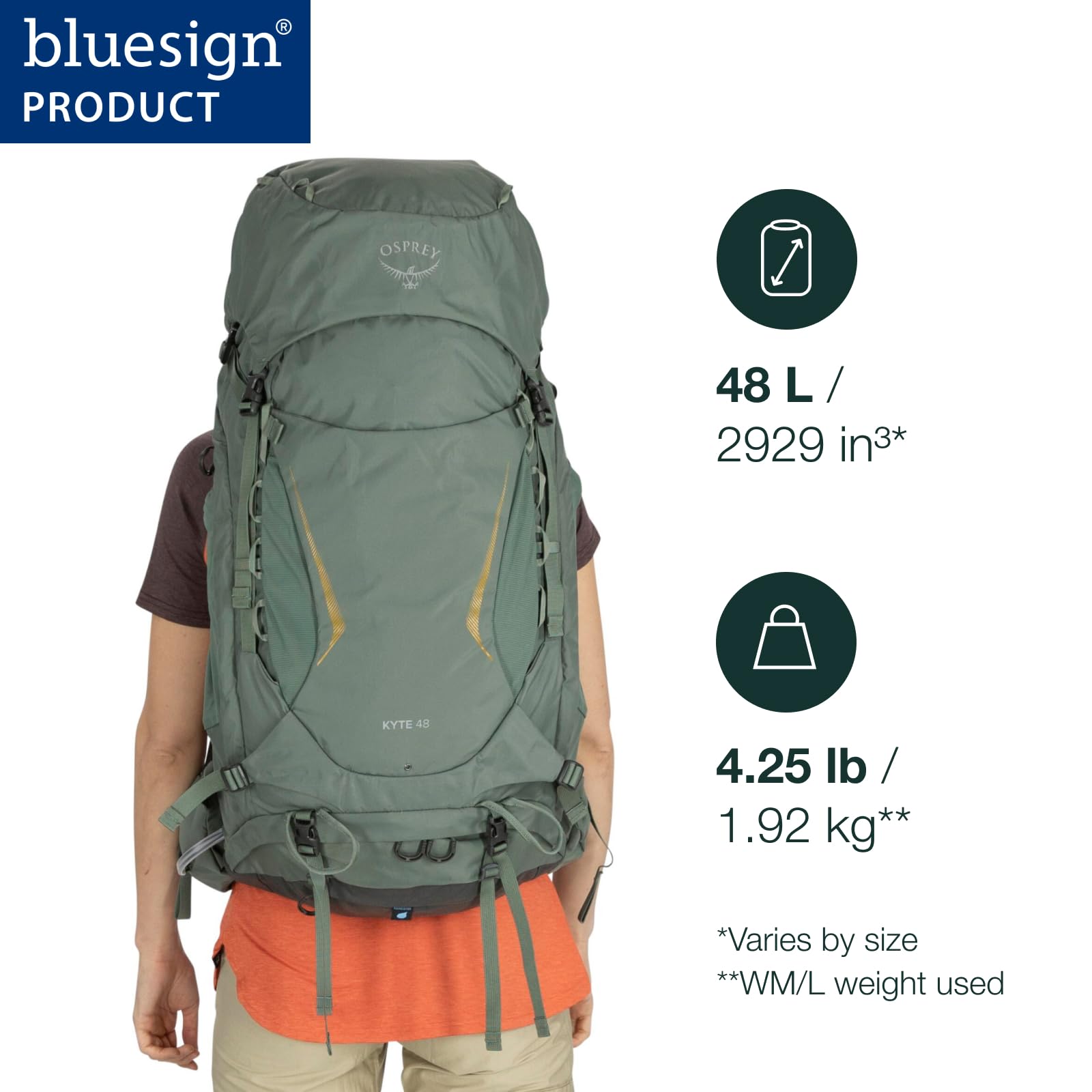 osprey-kyte-48-women-s-backpacking-backpack-with-raincover-black-wxs-s image 2