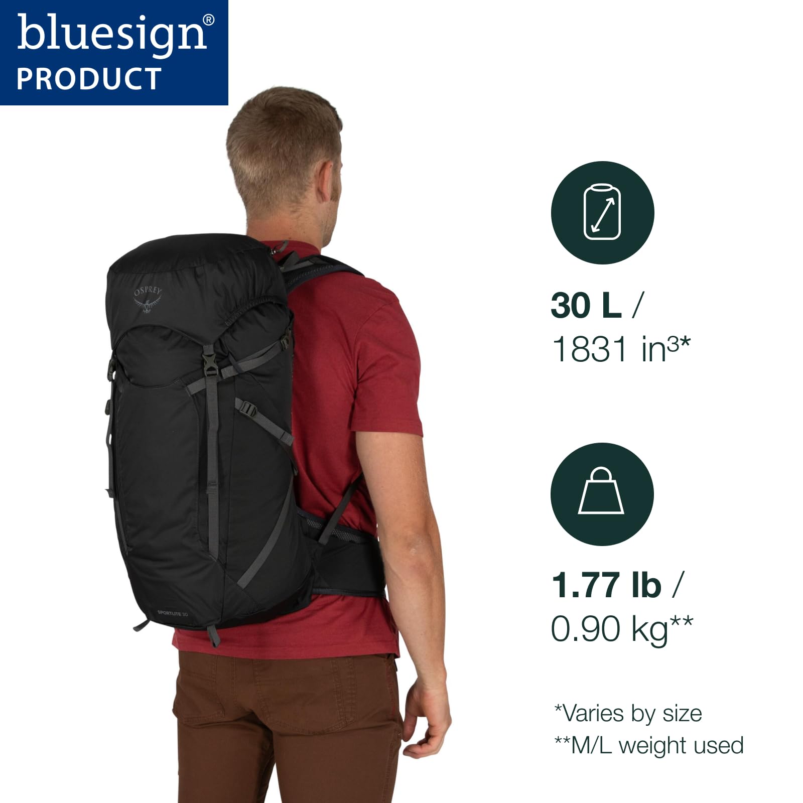 osprey-sportlite-30l-lightweight-hiking-backpack-for-men-and-women-dark-charcoal image 2