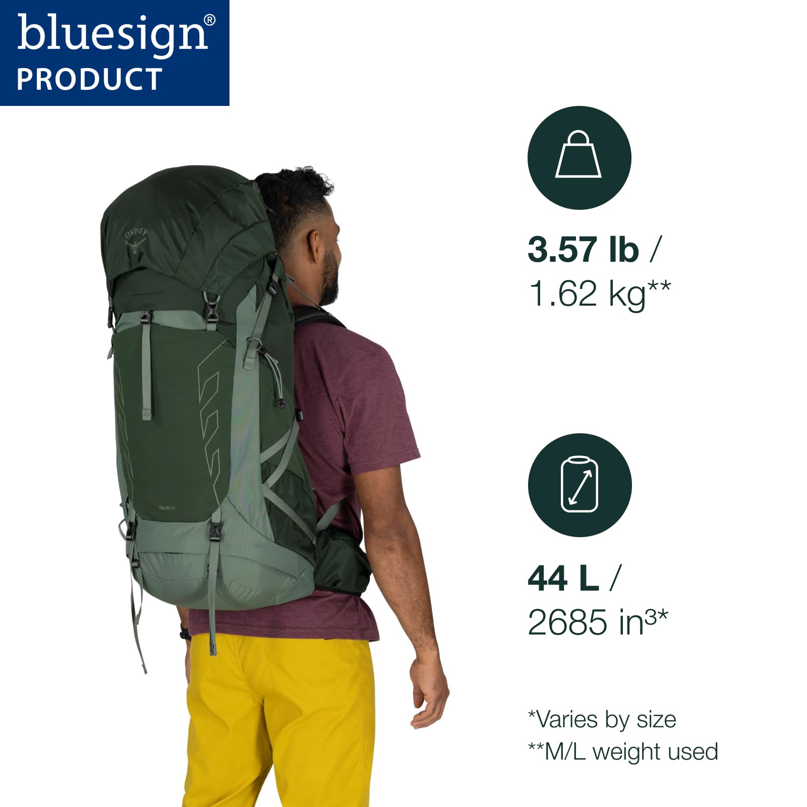 osprey-talon-44l-men-s-lightweight-hiking-backpack-daypack-for-travel-camping-gr image 2