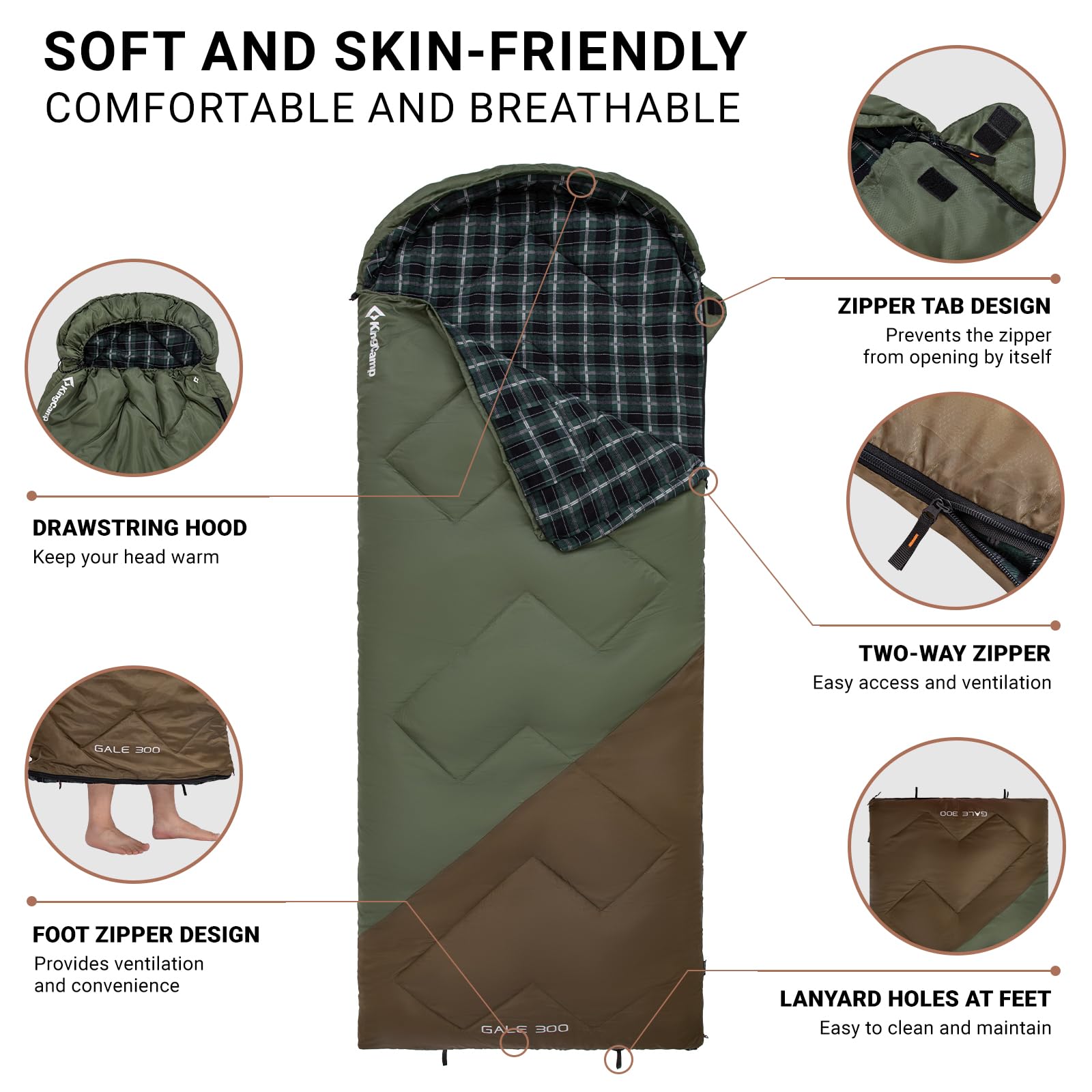 kingcamp-gale-300-hooded-envelope-sleeping-bag-large image 4