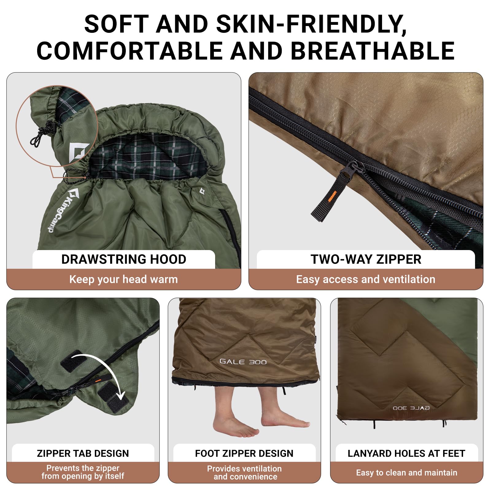 kingcamp-gale-300-hooded-envelope-sleeping-bag-large image 8