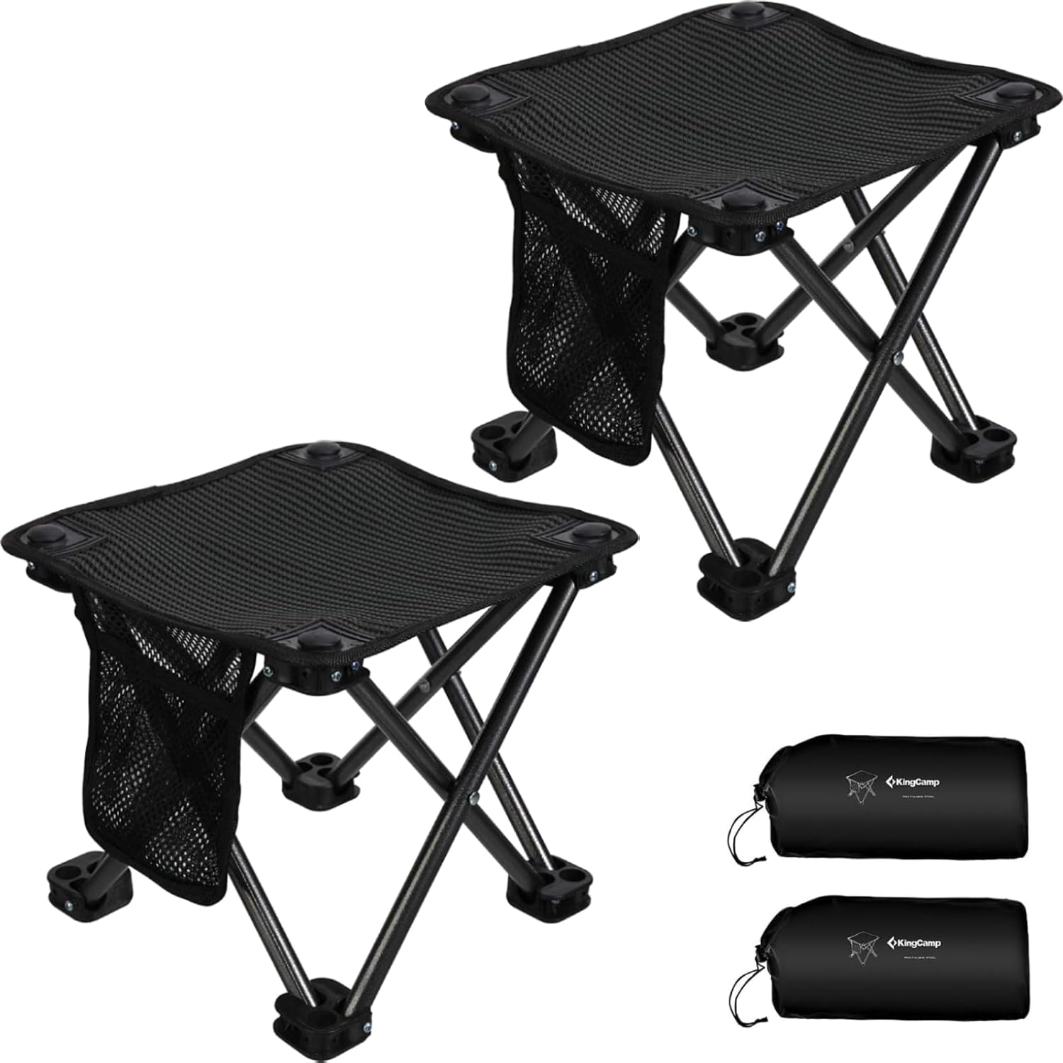 kingcamp-maza-portable-folding-camping-stool-with-side-pocket-and-carry-bag image 1