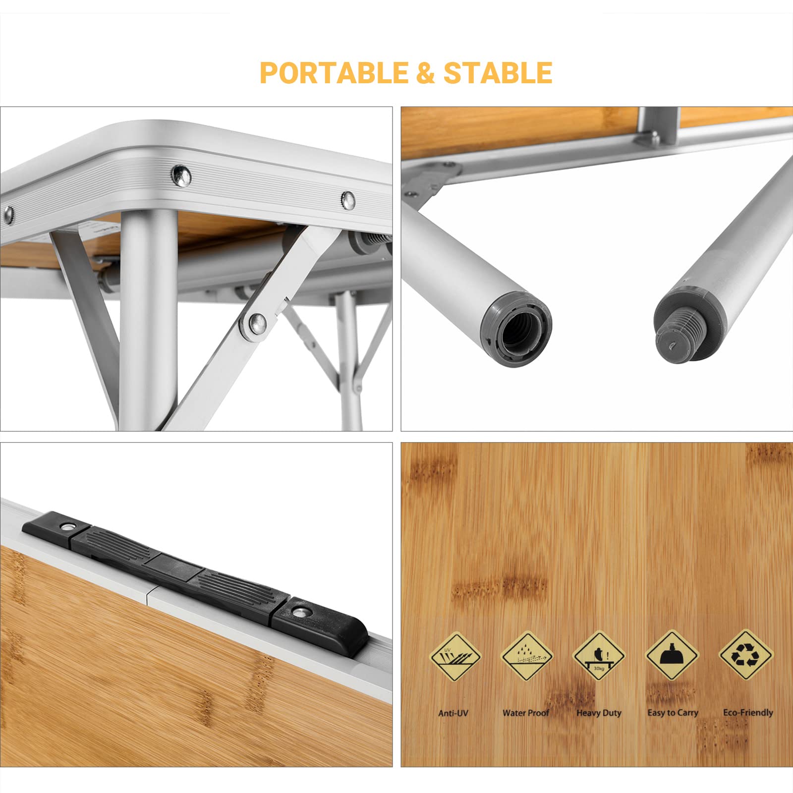 kingcamp-adjustable-bamboo-picnic-camping-table image 4