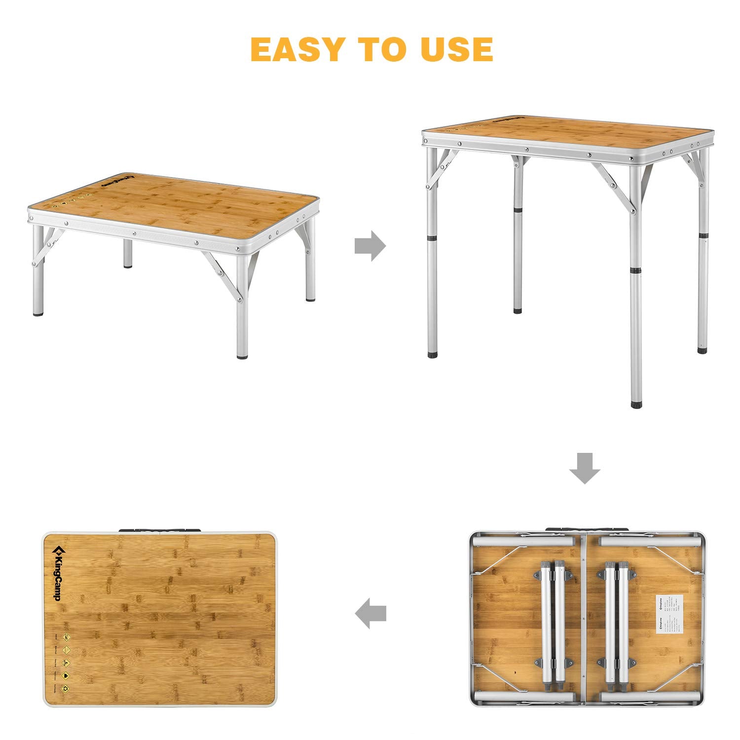kingcamp-adjustable-bamboo-picnic-camping-table image 6