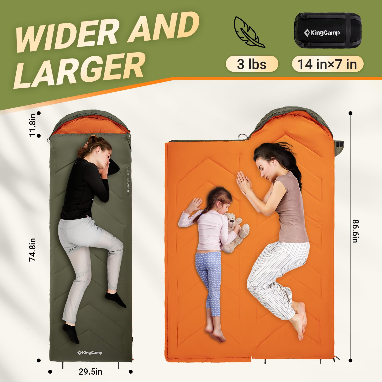 kingcamp-huron-250-hooded-rectangular-sleeping-bag-single image 6