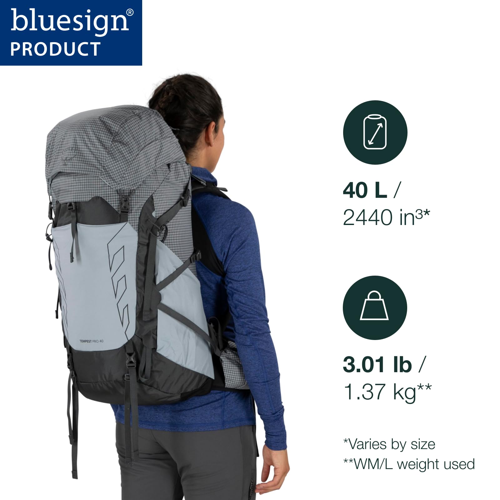 osprey-tempest-pro-40l-women-s-hiking-backpack-technical-multi-sport-pack-silver image 2