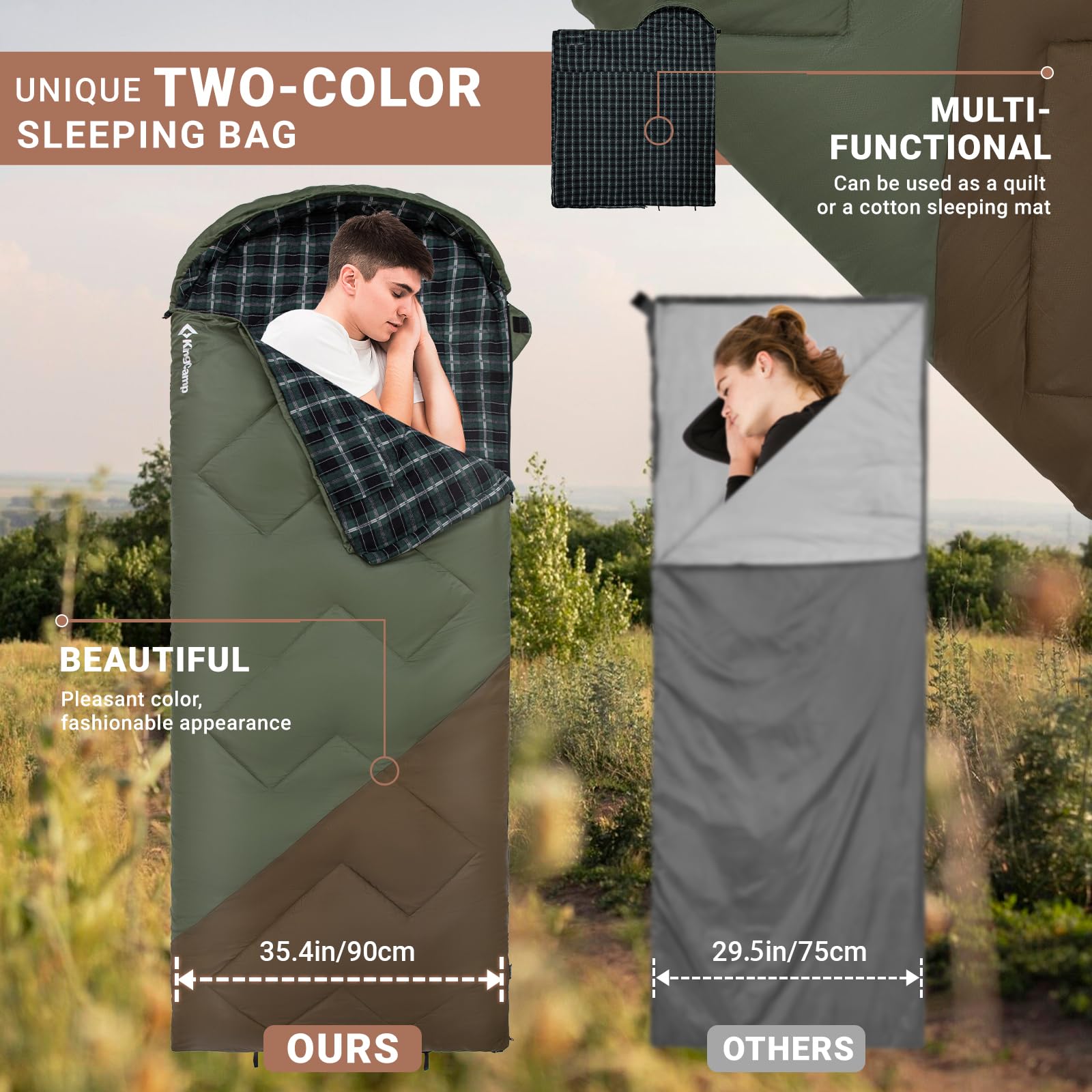 kingcamp-gale-300-hooded-envelope-sleeping-bag-large image 5