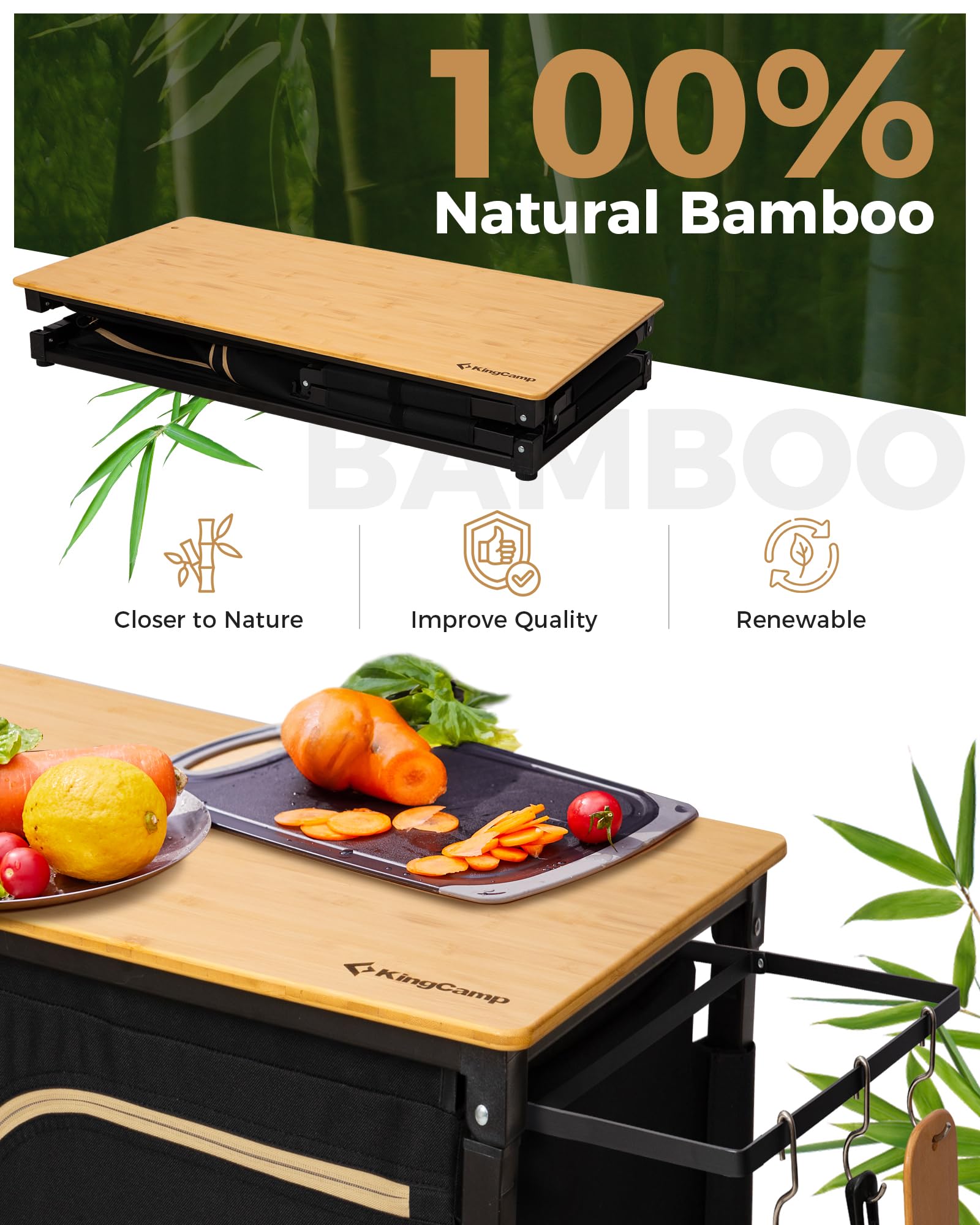 kingcamp-bamboo-camping-kitchen-table-with-lantern-stand image 8