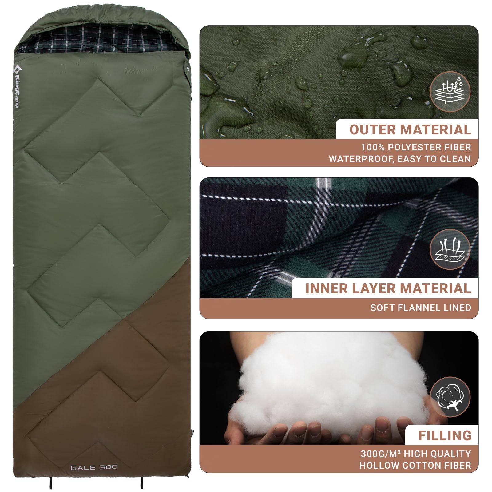 kingcamp-gale-300-hooded-envelope-sleeping-bag-large image 6