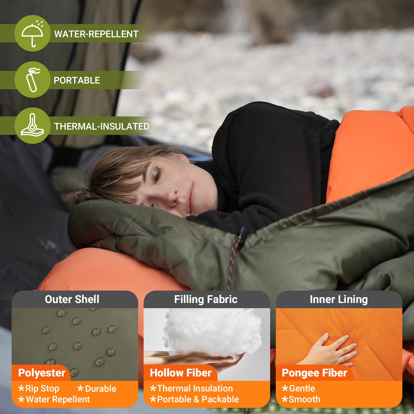 kingcamp-huron-250-hooded-rectangular-sleeping-bag-single image 4