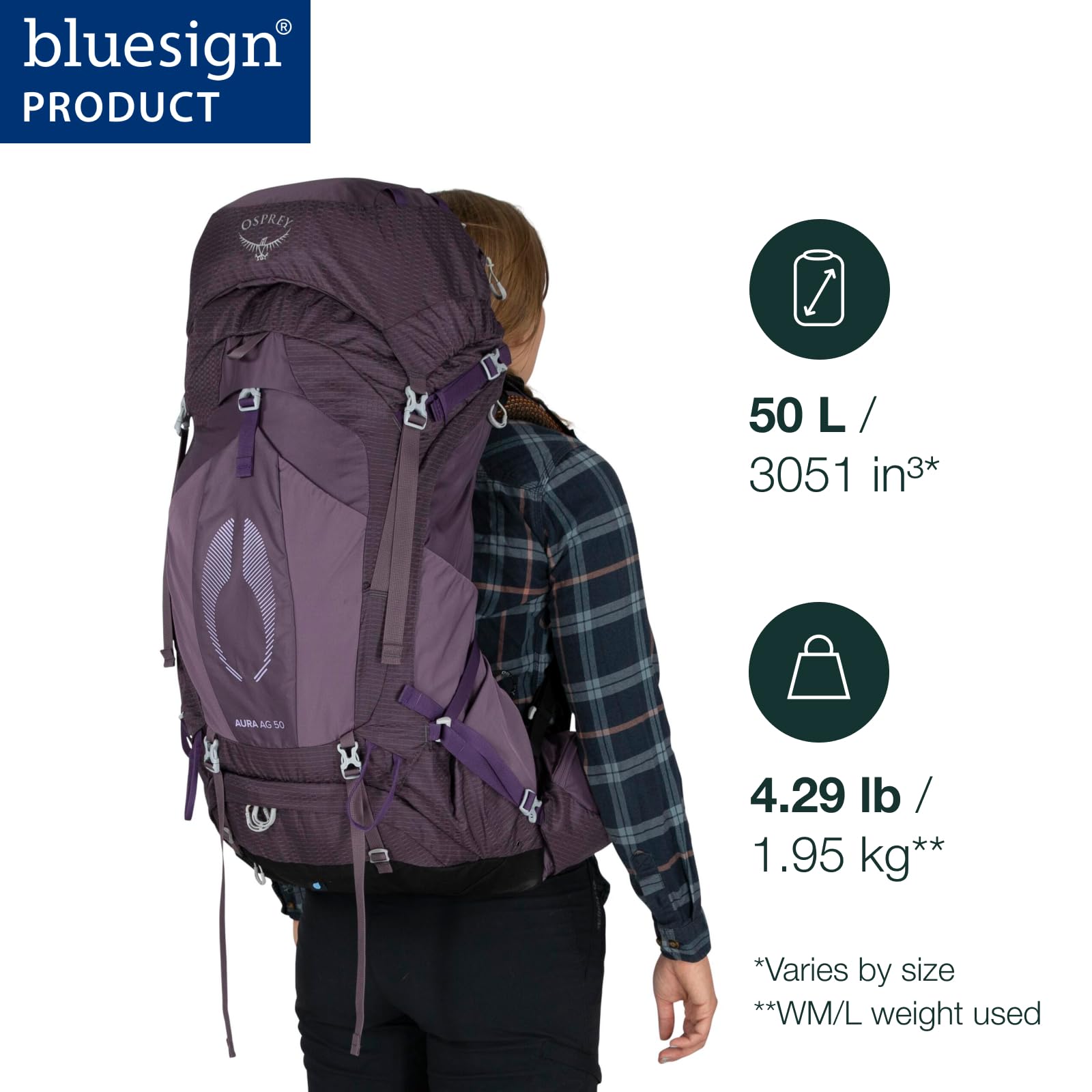 osprey-aura-ag-50l-women-s-backpacking-backpack-antigravity-suspension-integrate image 2