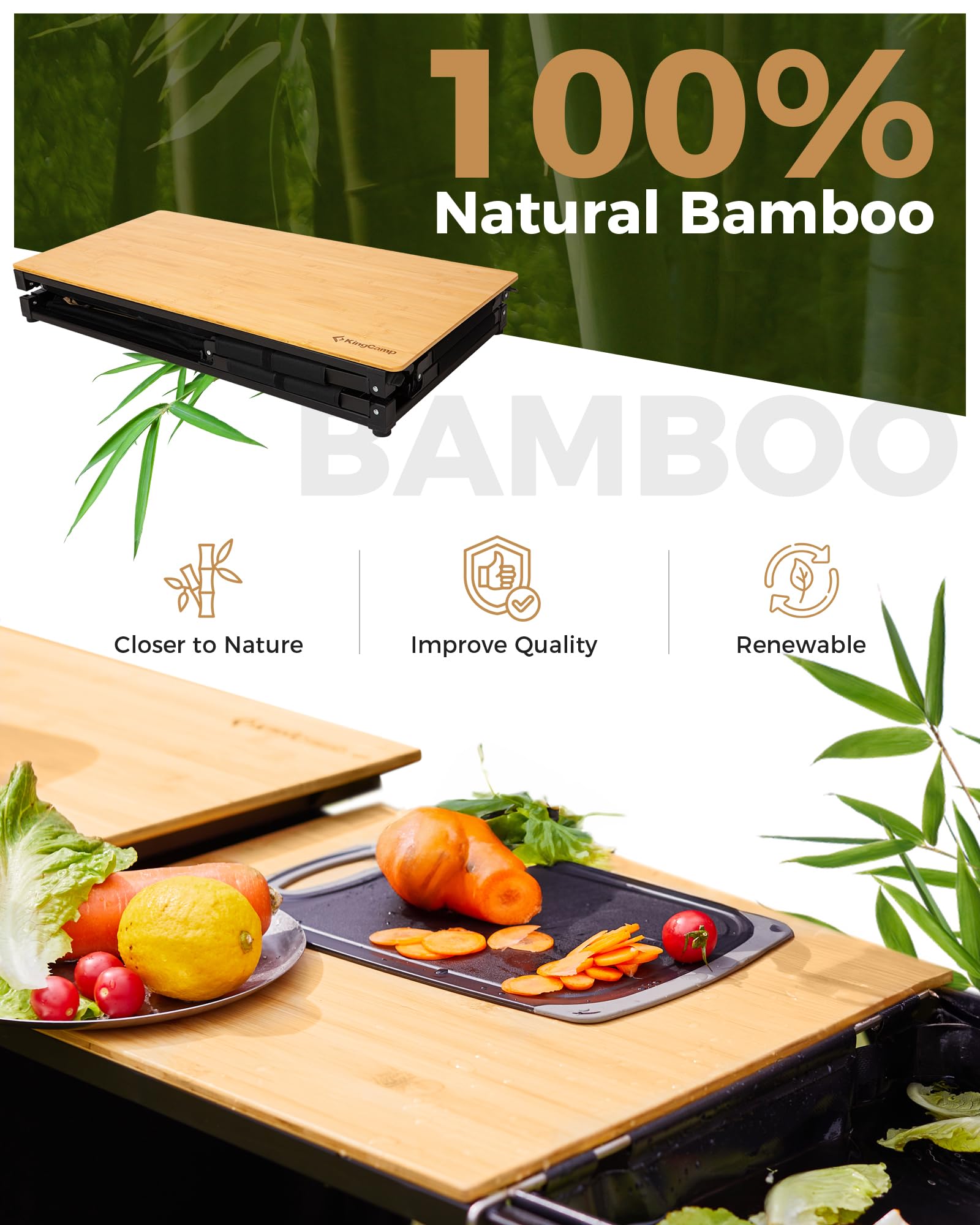 kingcamp-bamboo-plus-folding-camping-kitchen-table-with-sink-outdoor-prep-statio image 8