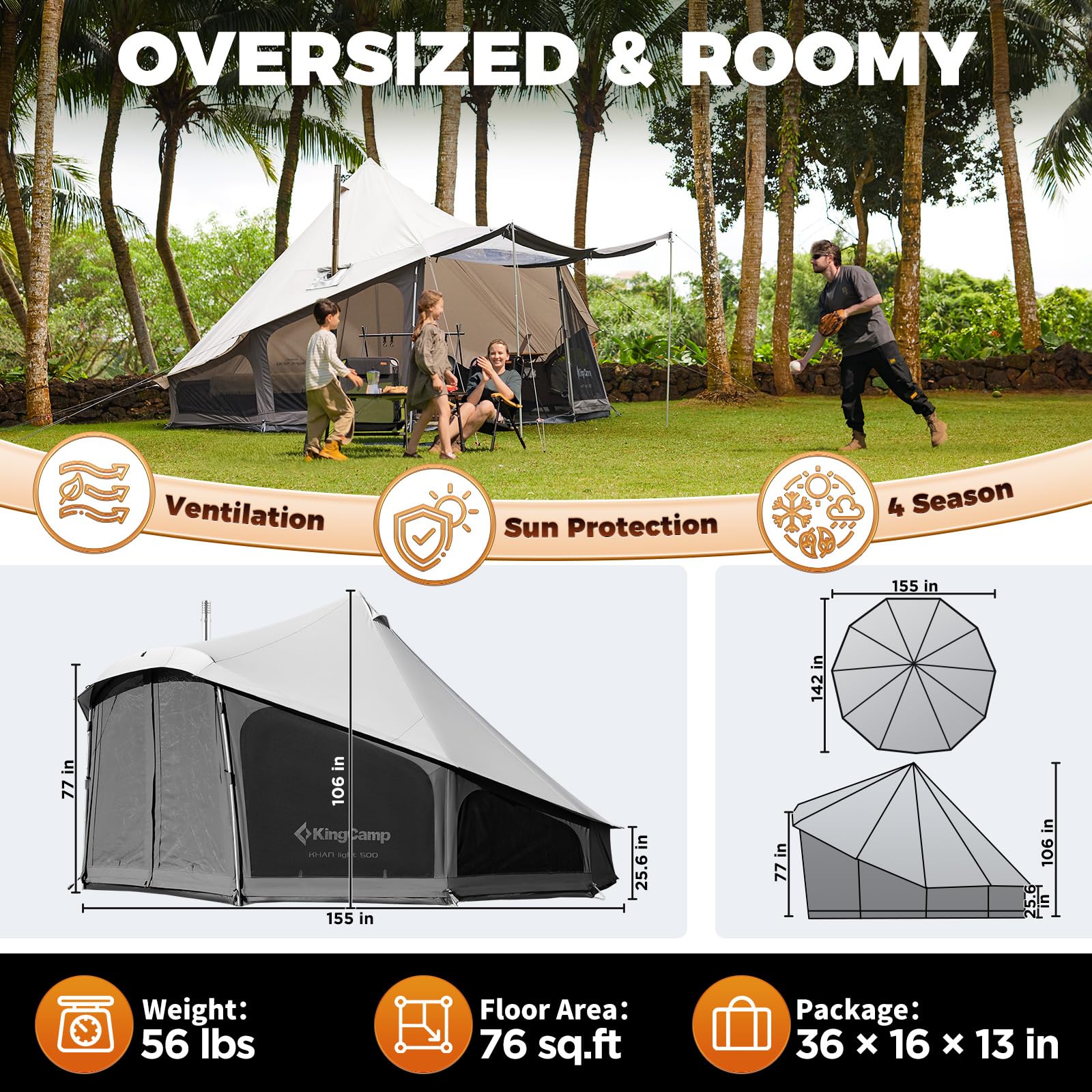 kingcamp-khan-light-400-500-canvas-bell-tent image 5