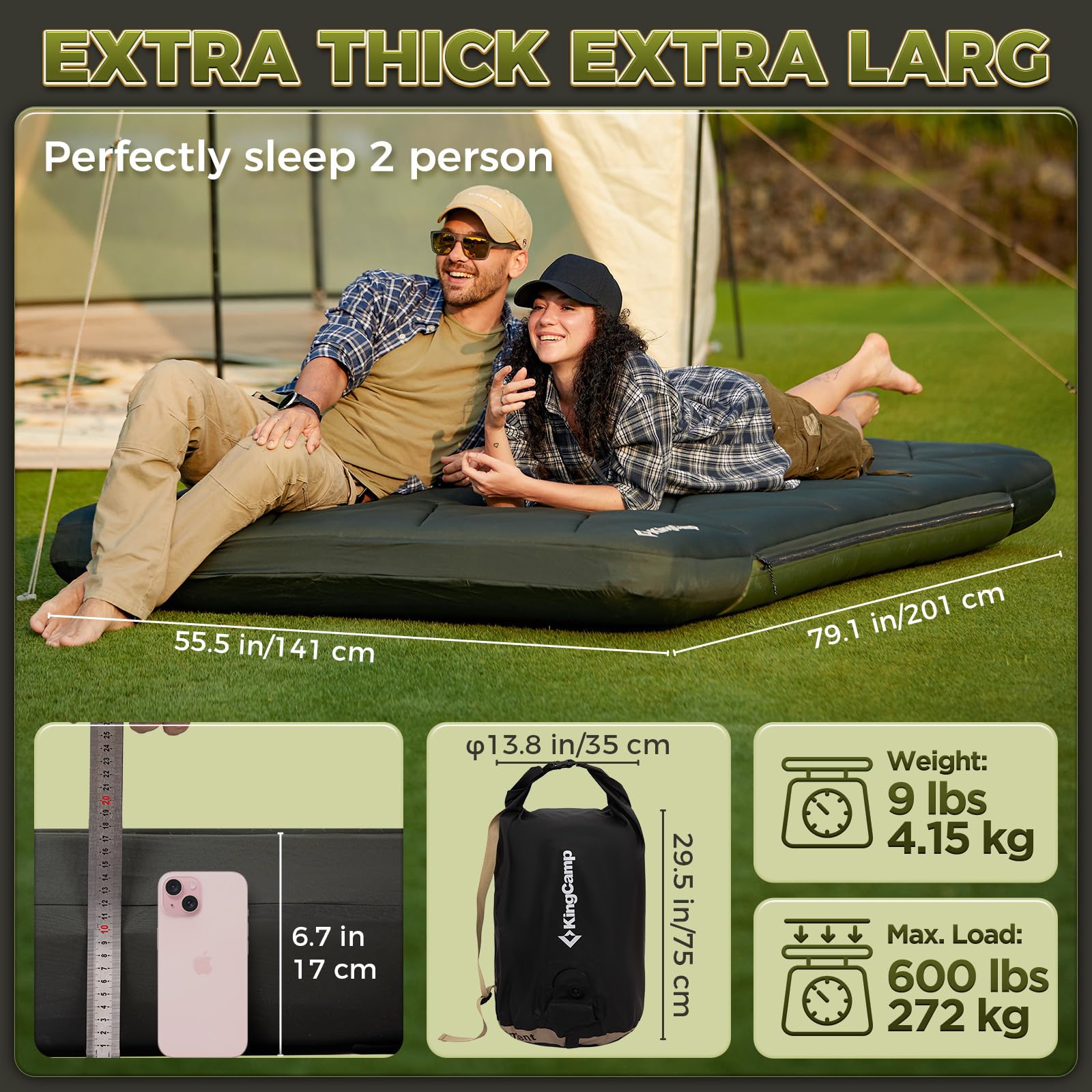 kingcamp-gorgeous-double-17-inflatable-sleeping-pad-with-cover-6-7-thick image 3