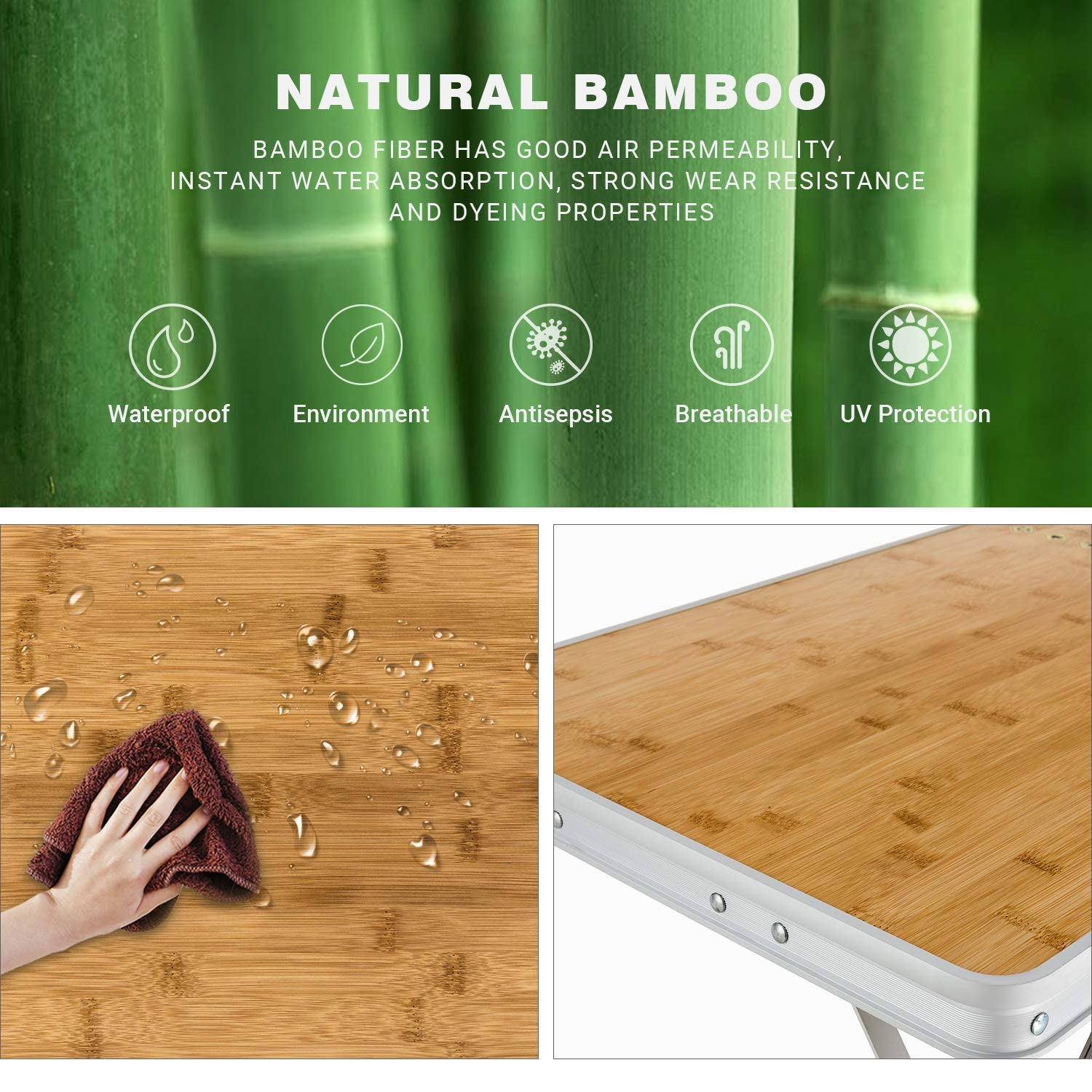 kingcamp-adjustable-bamboo-picnic-camping-table image 8
