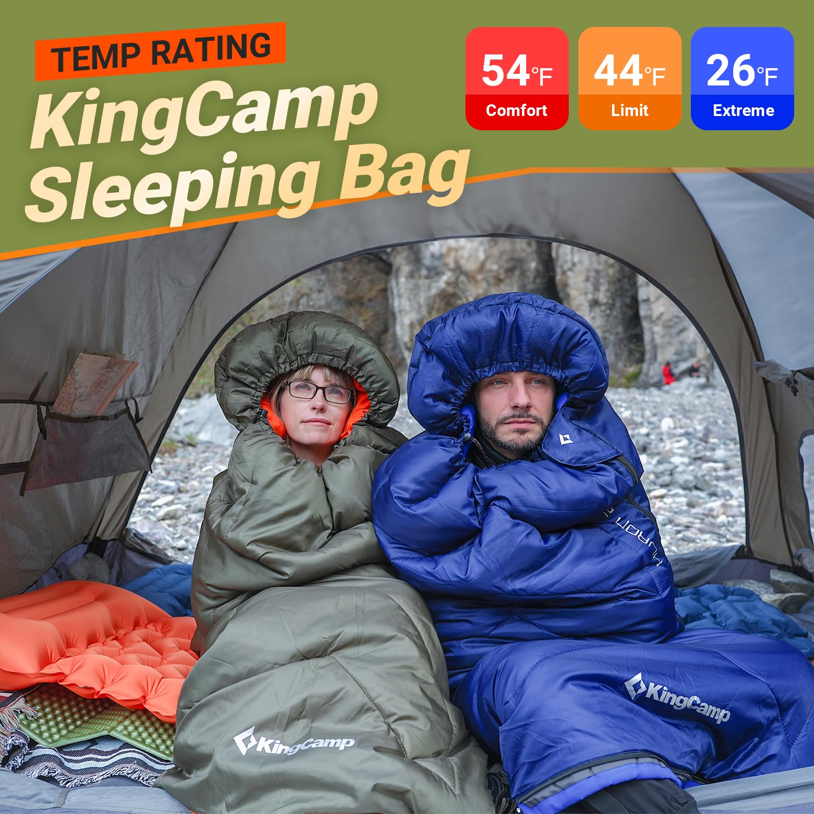kingcamp-huron-250-hooded-rectangular-sleeping-bag-single image 3