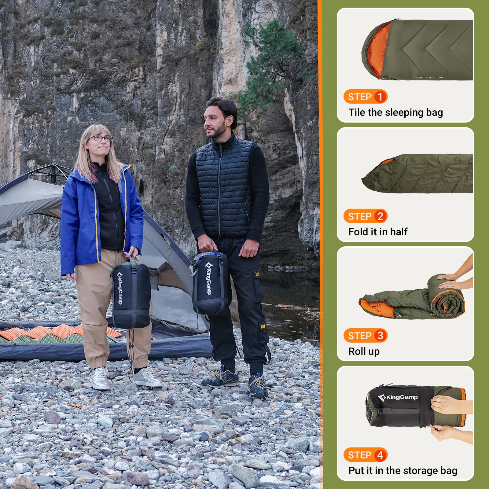 kingcamp-huron-250-hooded-rectangular-sleeping-bag-single image 7