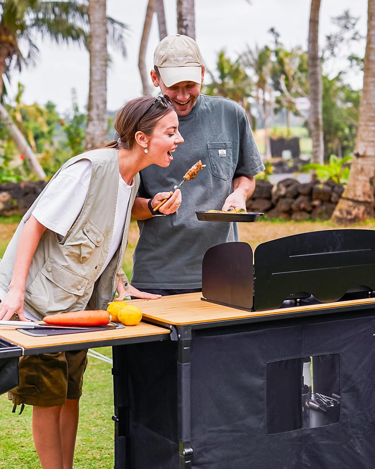 kingcamp-bamboo-plus-folding-camping-kitchen-table-with-sink-outdoor-prep-statio image 4