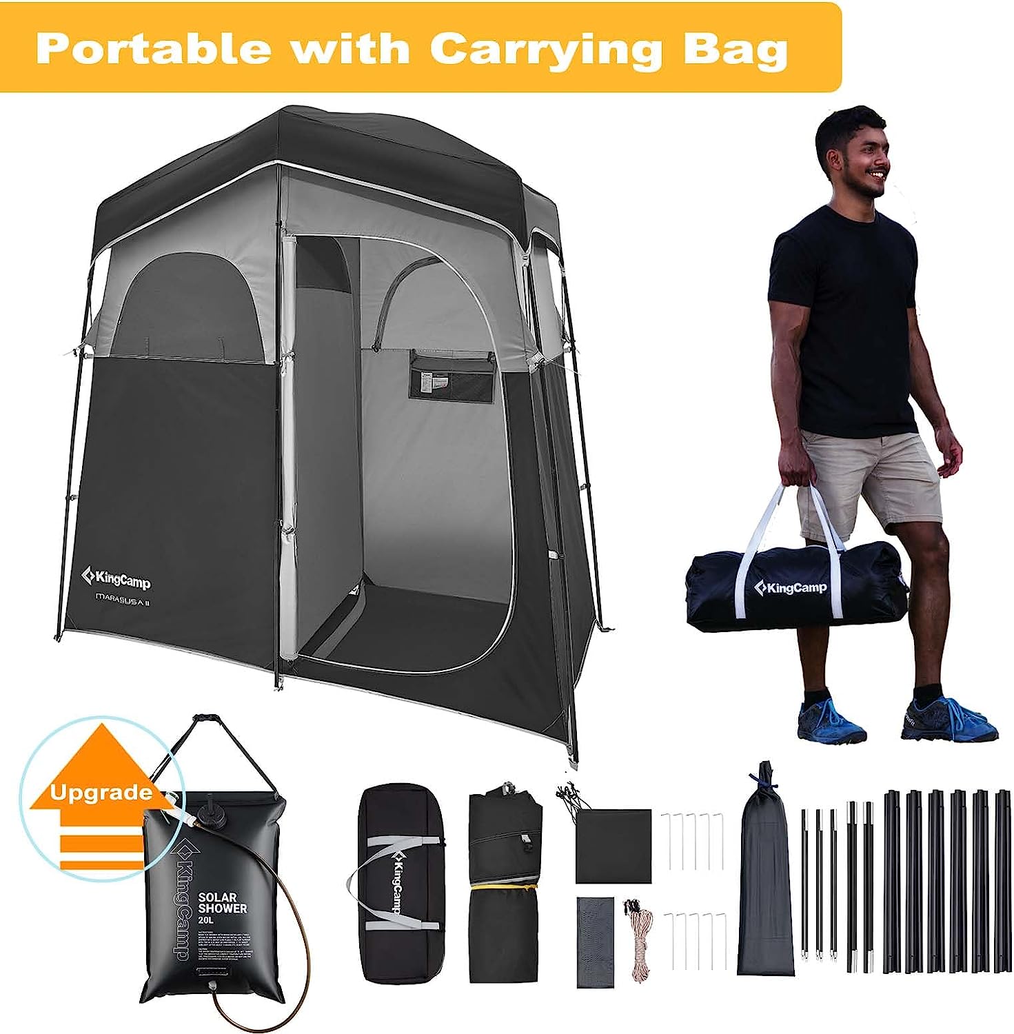 kingcamp-double-room-shower-tent-with-solar-shower-set image 6