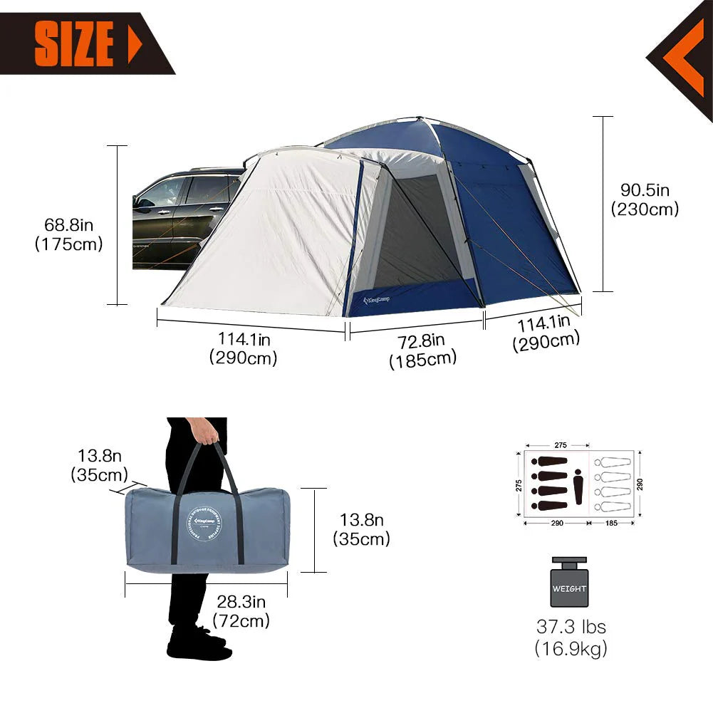 kingcamp-melfi-plus-camping-square-3-season-suv-tent-with-screen-room image 3