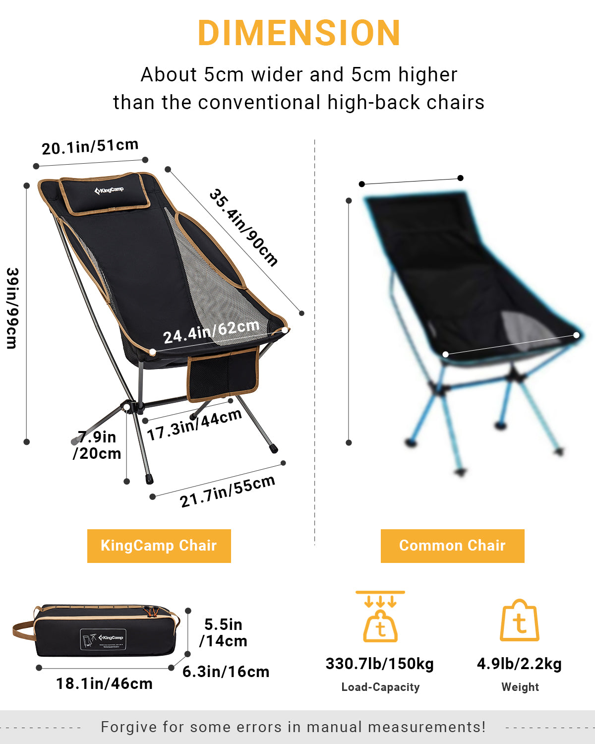 kingcamp-adjustable-high-back-ultralight-camping-chair-with-reclining-backrest image 4