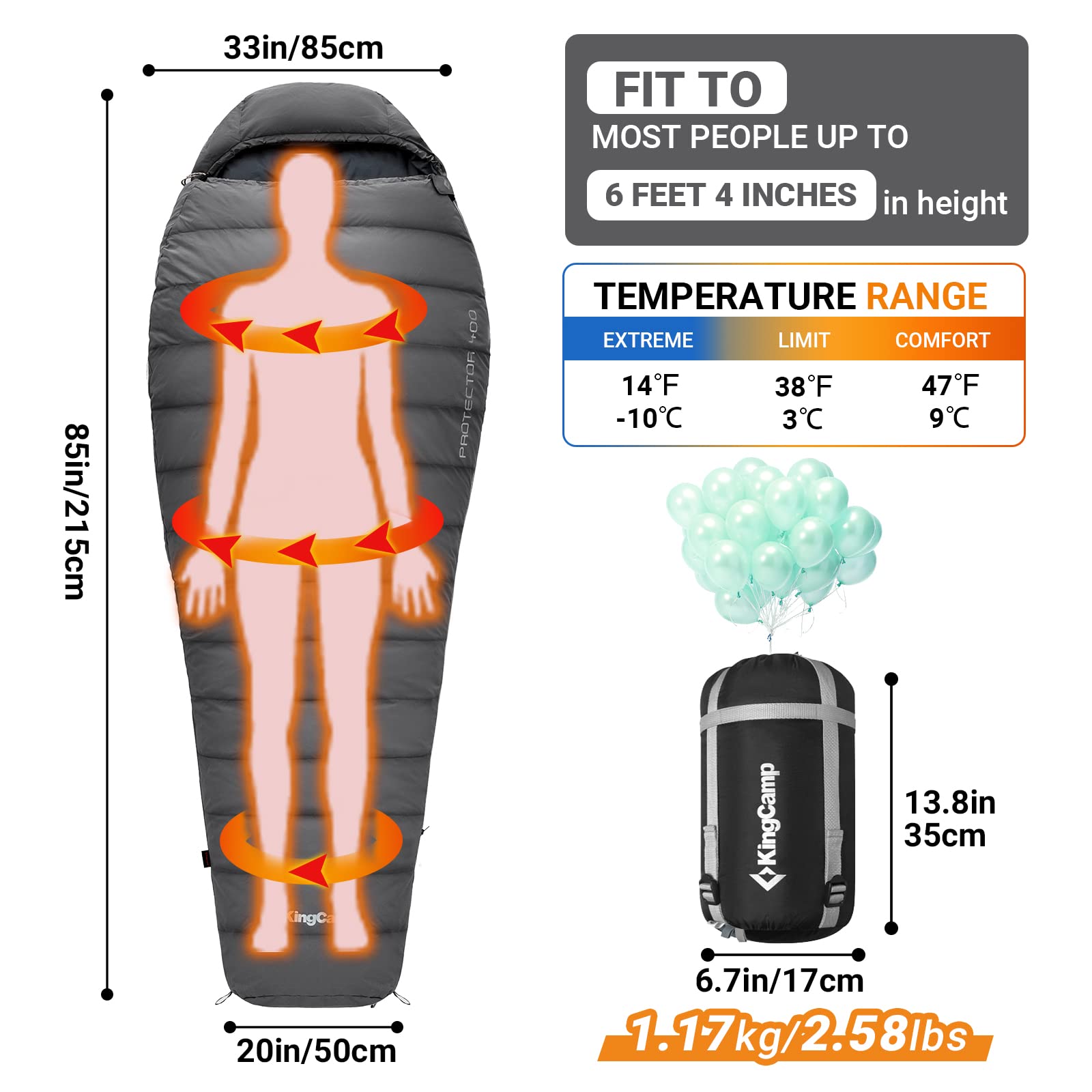 kingcamp-protector-400-down-mummy-sleeping-bag image 2