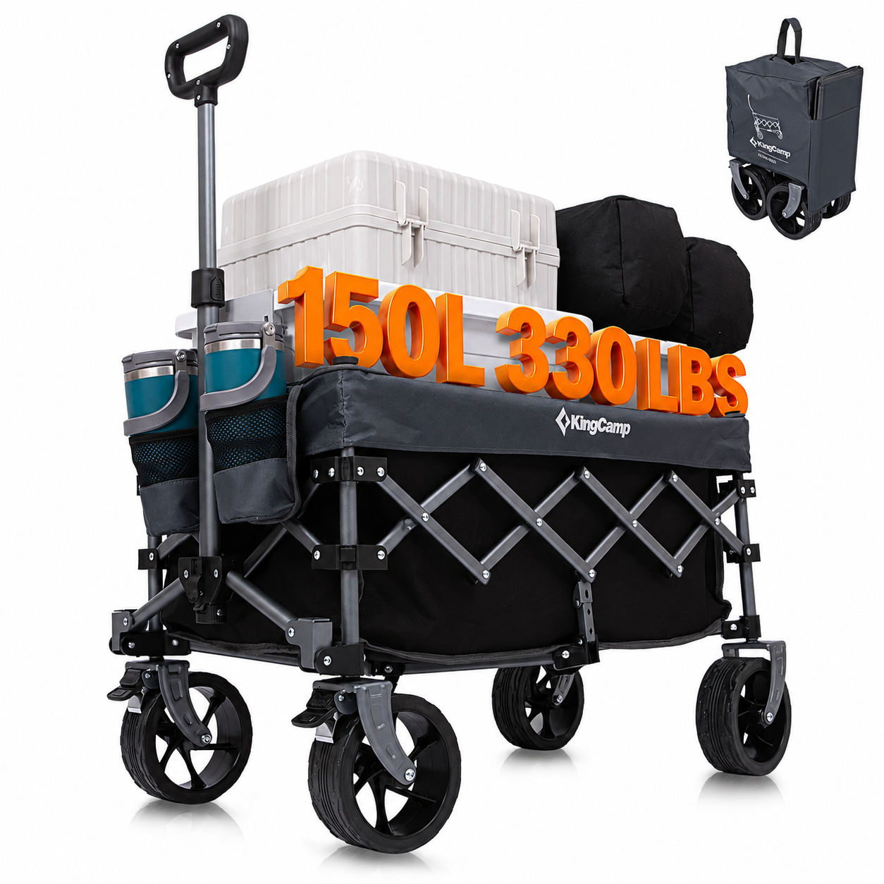 kingcamp-150l-compact-folding-wagon-cart-all-terrain-265-lb-capacity image 1