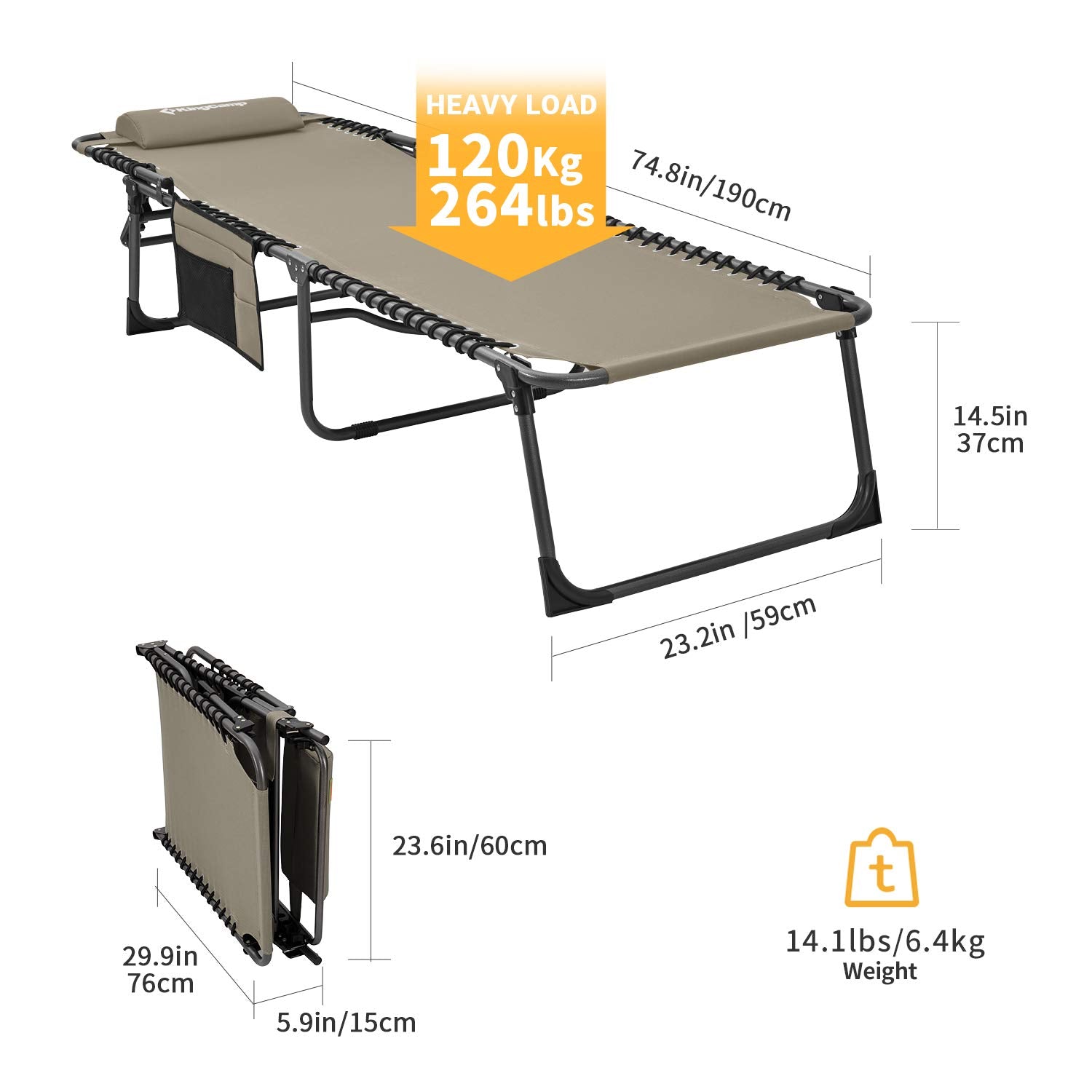 kingcamp-4-position-folding-chaise-lounge-chair-for-camping-outdoor image 4