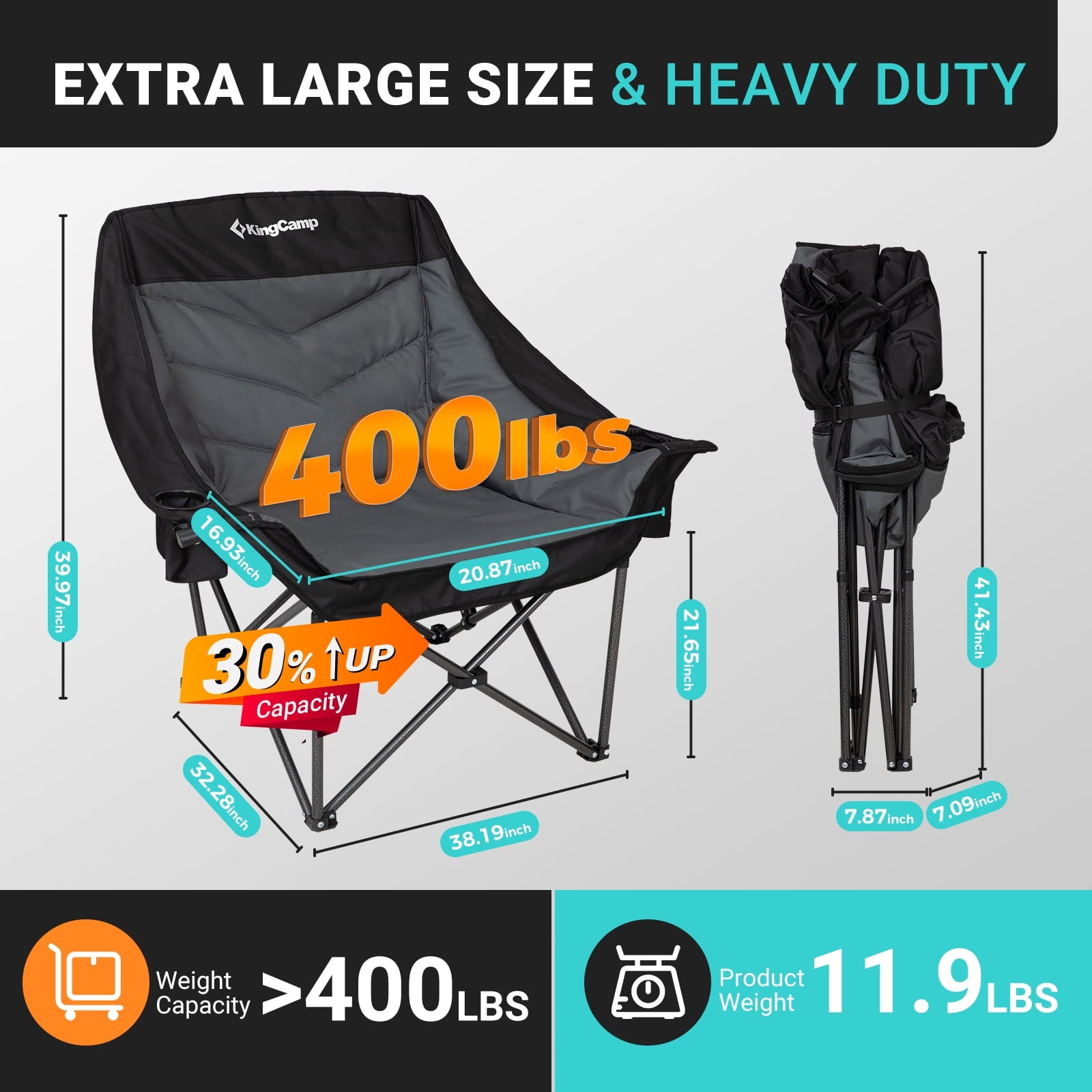 kingcamp-canna-c10-plus-oversized-padded-camping-chair-high-back-single-person image 7