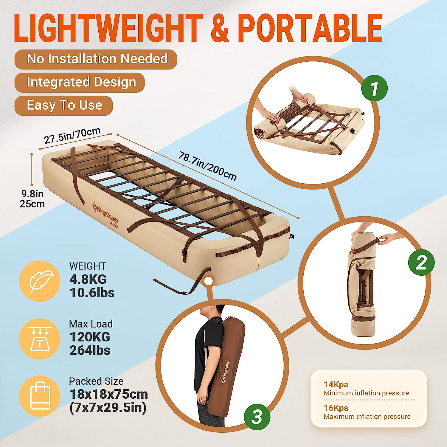 kingcamp-oak-p10-air-mattress-frame-with-inflatable-support-tubes image 2
