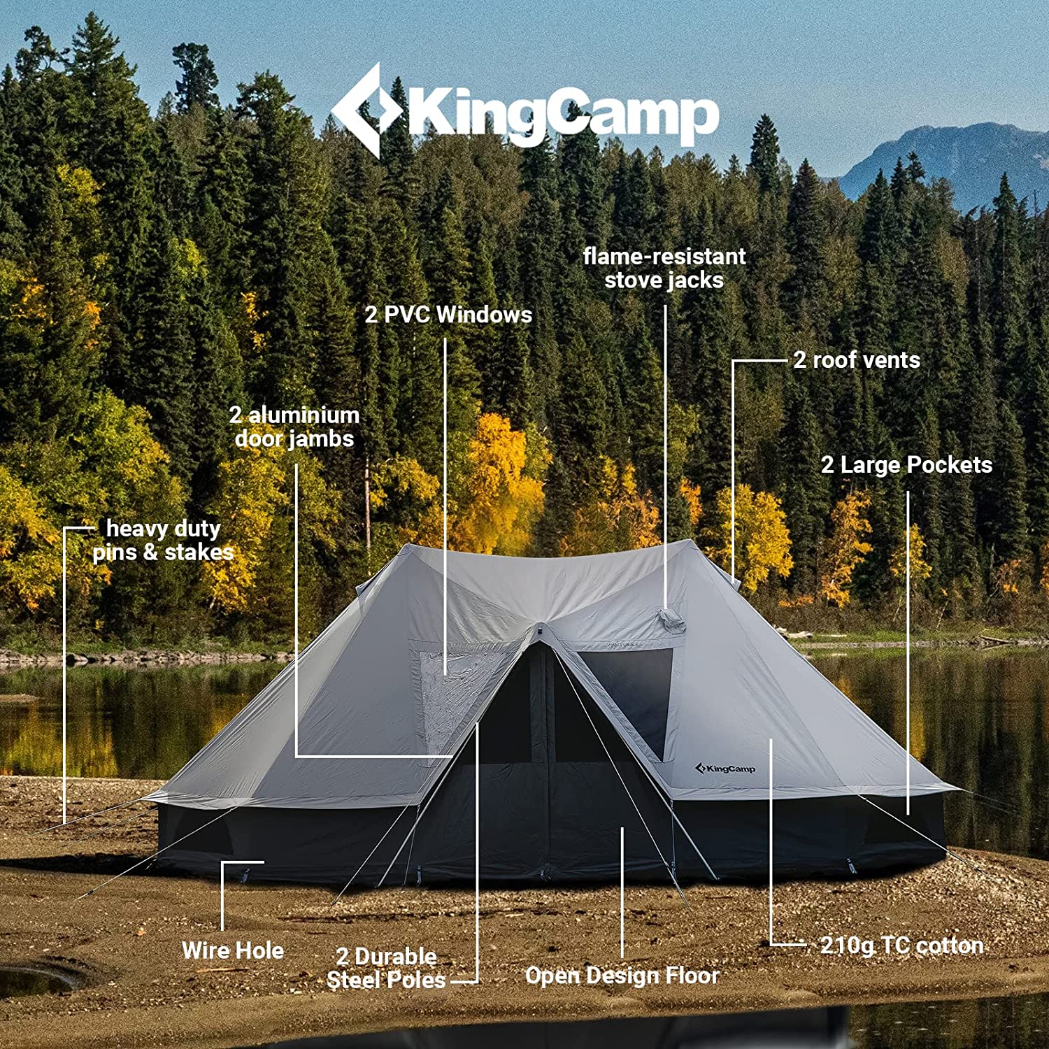 kingcamp-khan-palace-10-12-person-glamping-tent-4-season-poly-cotton image 5