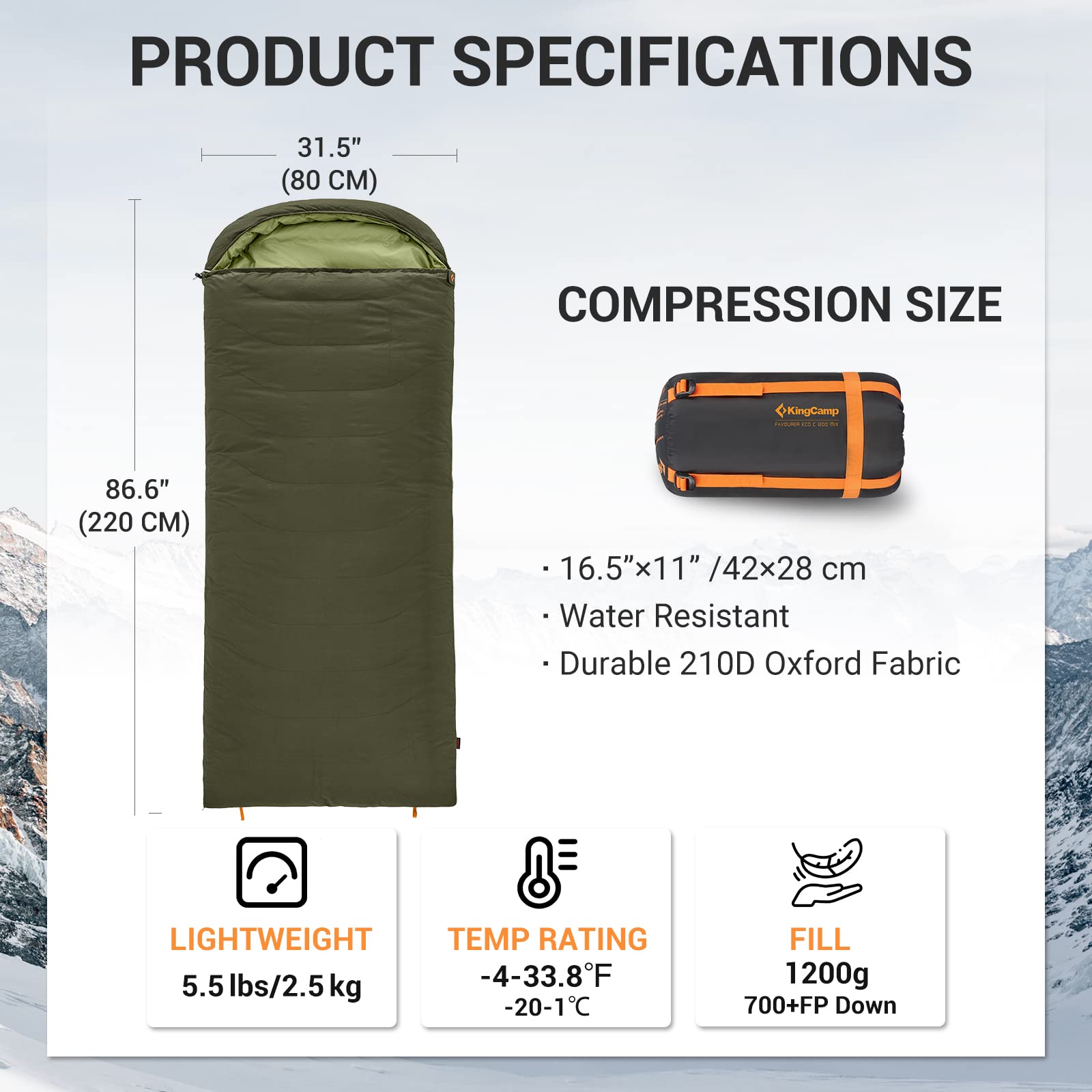 kingcamp-favourer-eco-0-degree-down-sleeping-bag-with-cotton-lining image 3