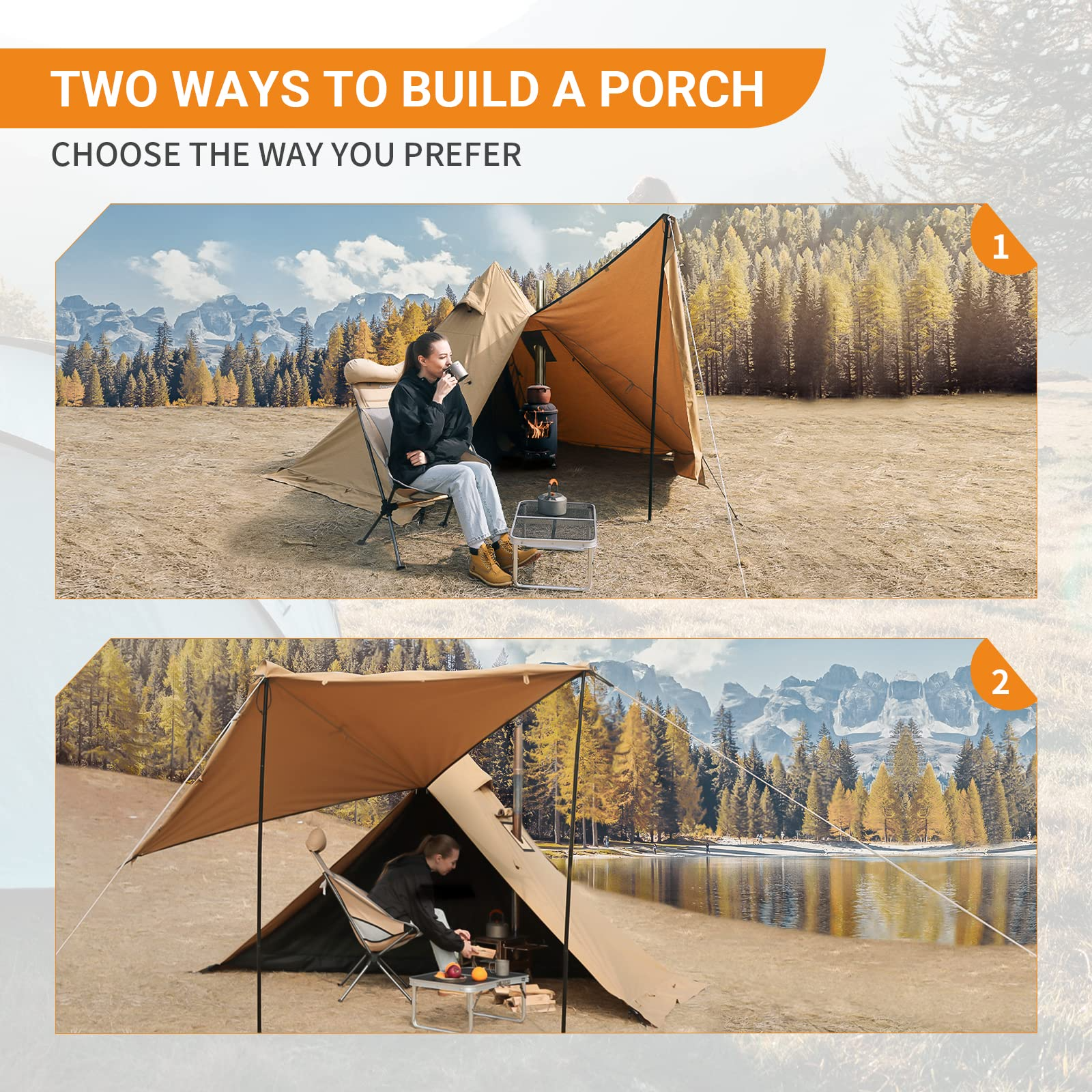 kingcamp-torino-ii-4-season-tipi-tent-with-stove-jack-and-snow-skirt image 3