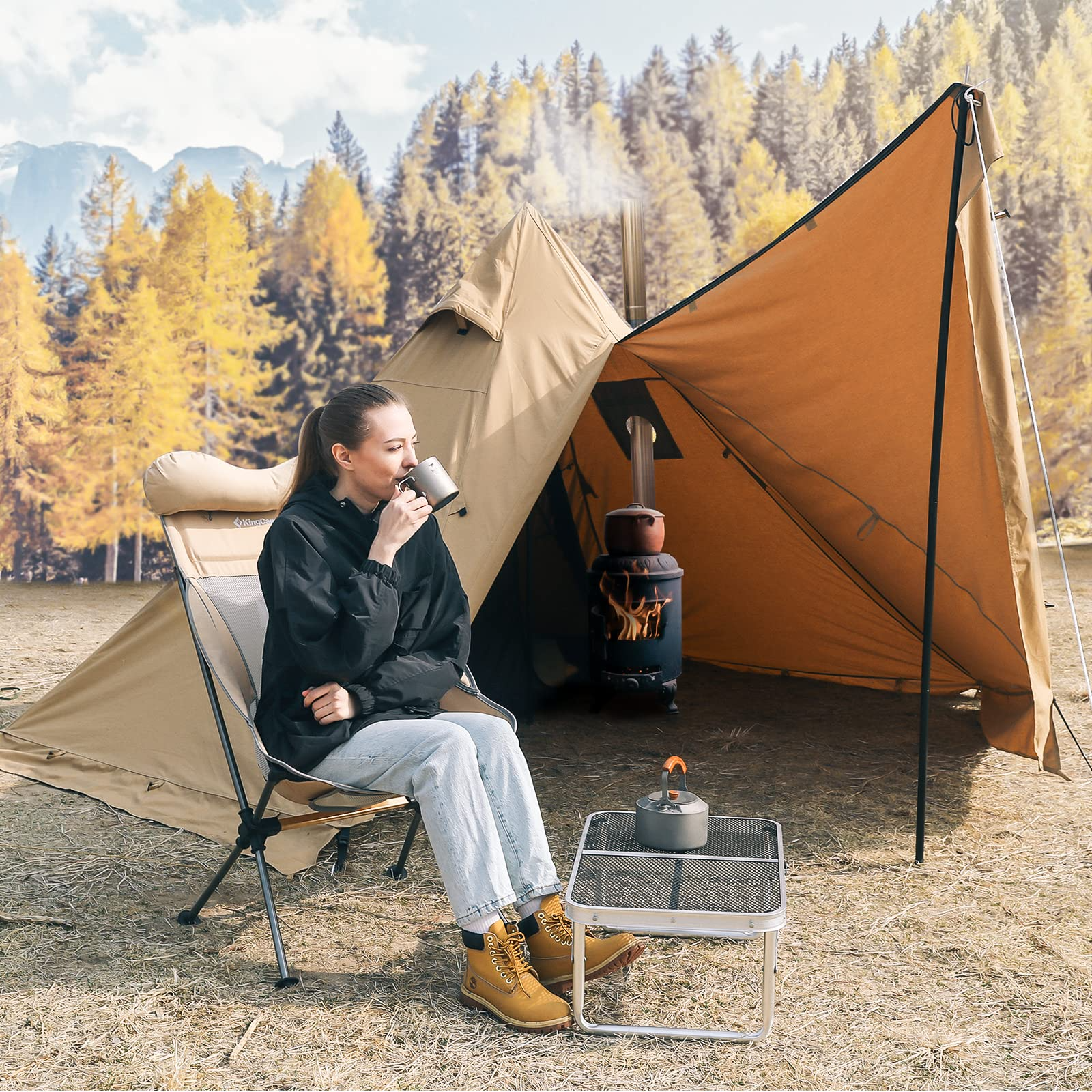 kingcamp-torino-ii-4-season-tipi-tent-with-stove-jack-and-snow-skirt image 6